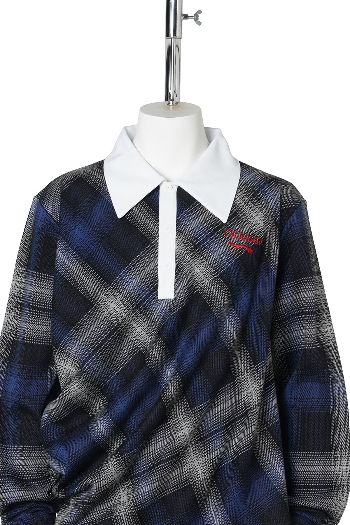 TOPSY TURVY POLO / KNITTED BLUE TARTAN