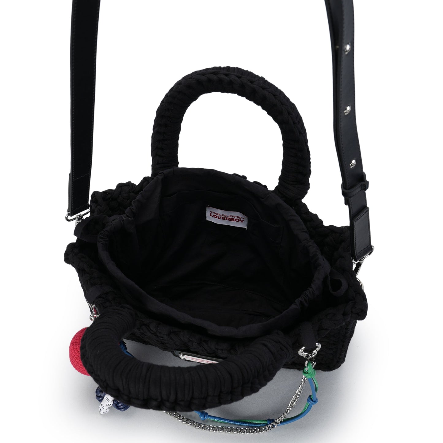 BUCKET BAG WITH APPLE CHARM / BLACK