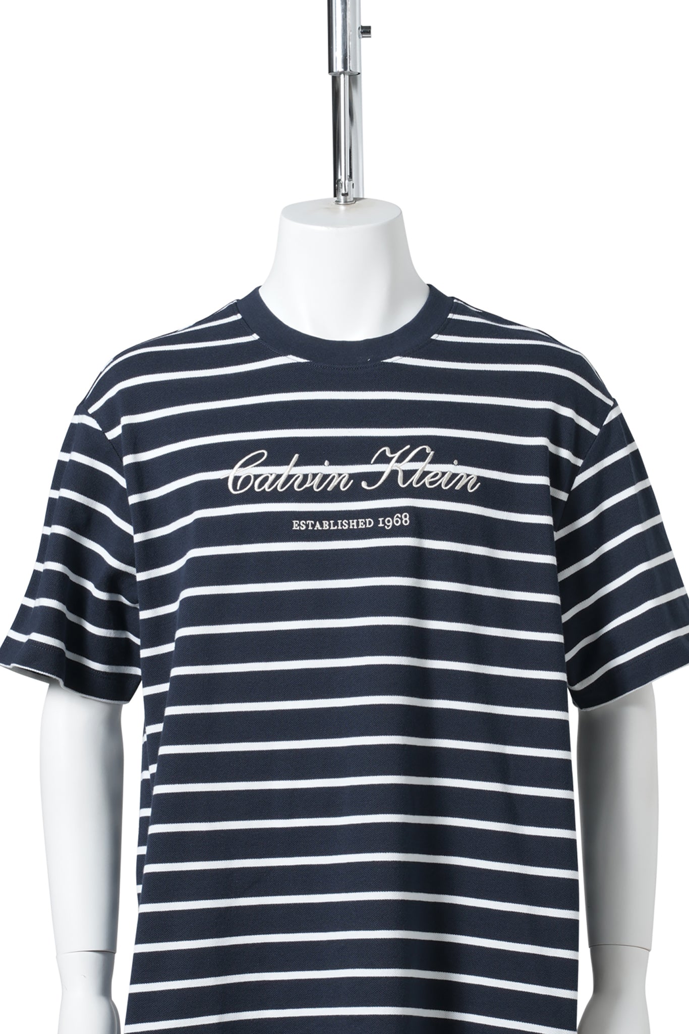SS STRIPE CASUAL PIQUE CALVIN TEE / CEF:NAVY