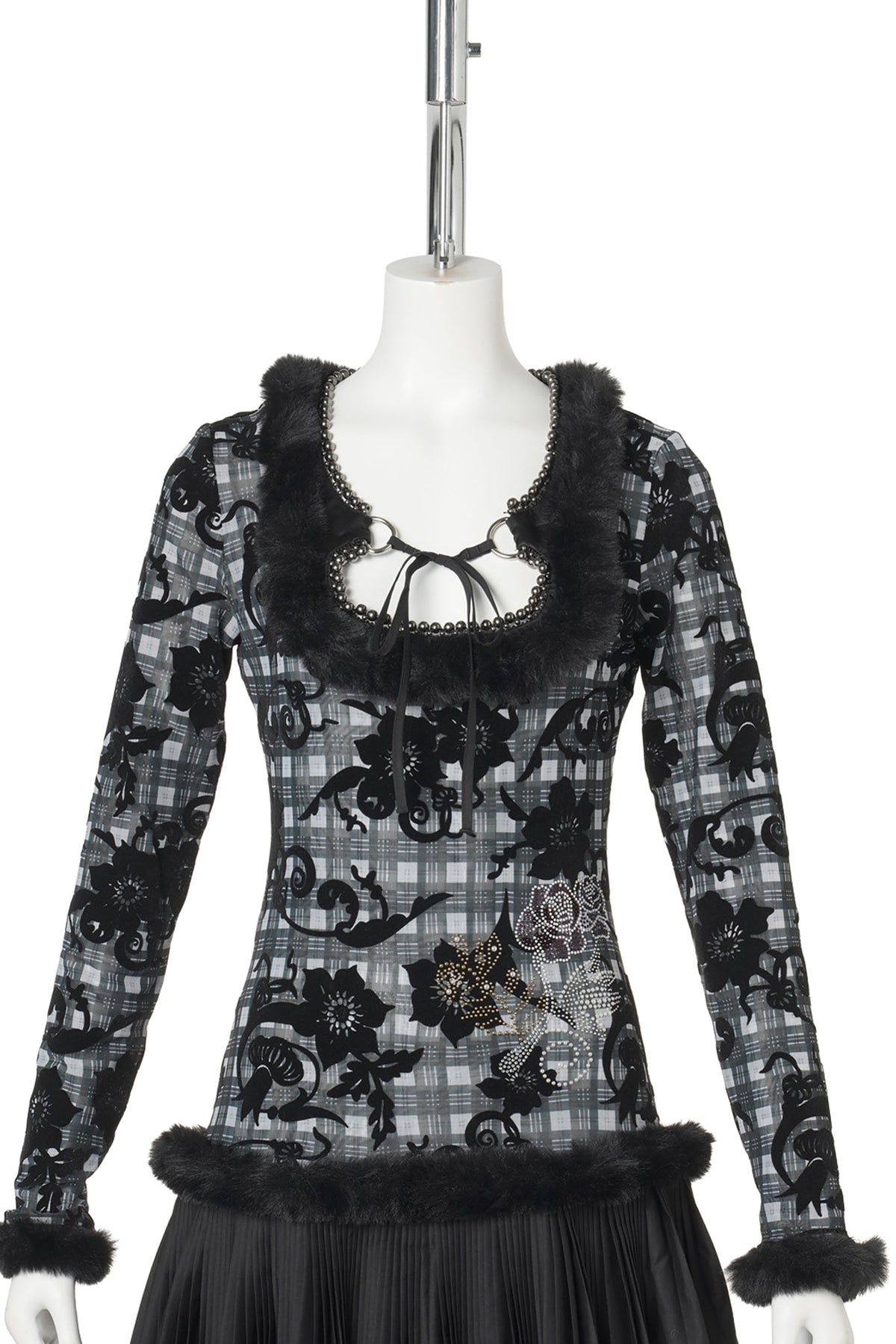 DEW SWEEPER MESH DRESS / BLACK MULTI