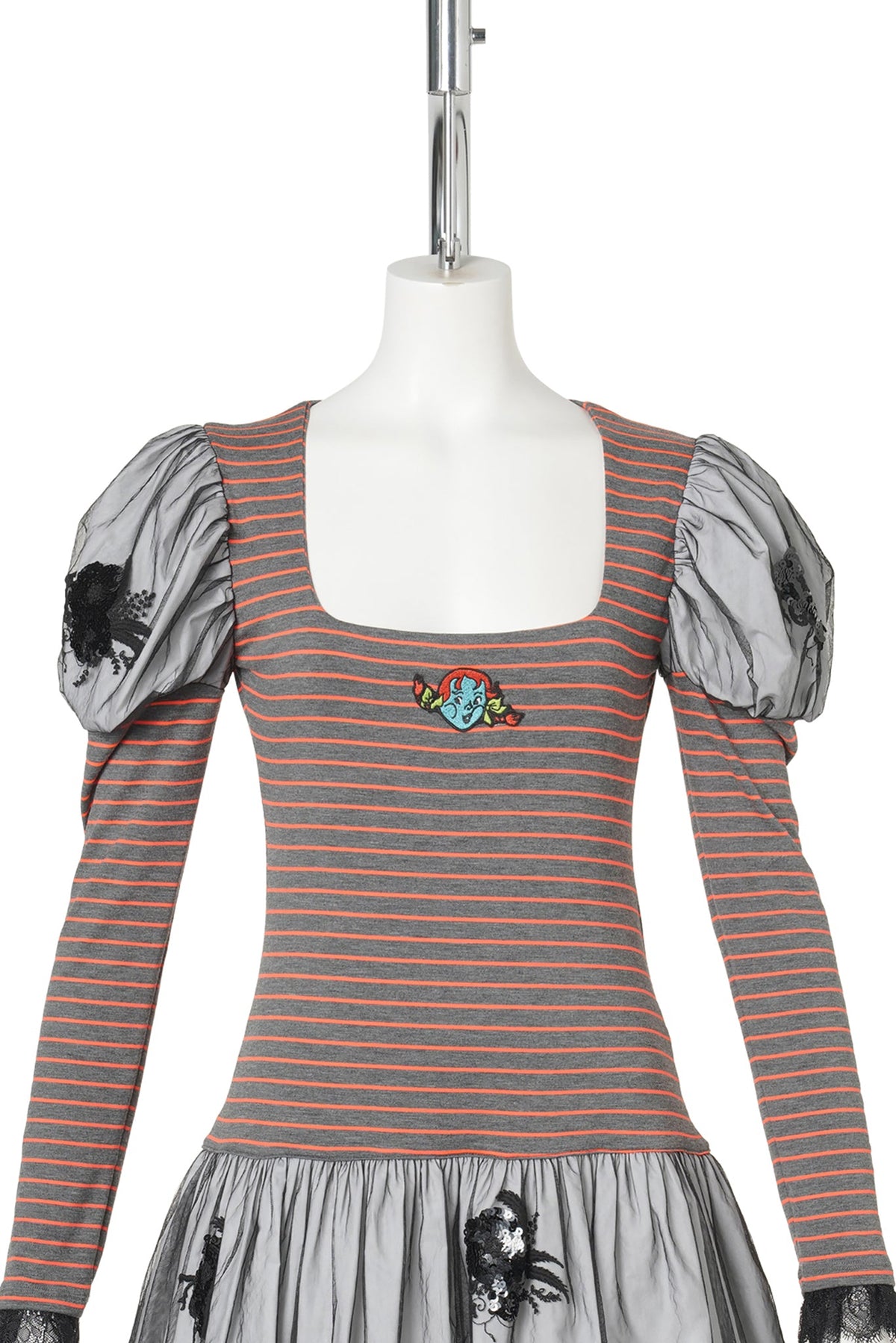 PITCH JERSEY DRESS / GREY AND ORANGE