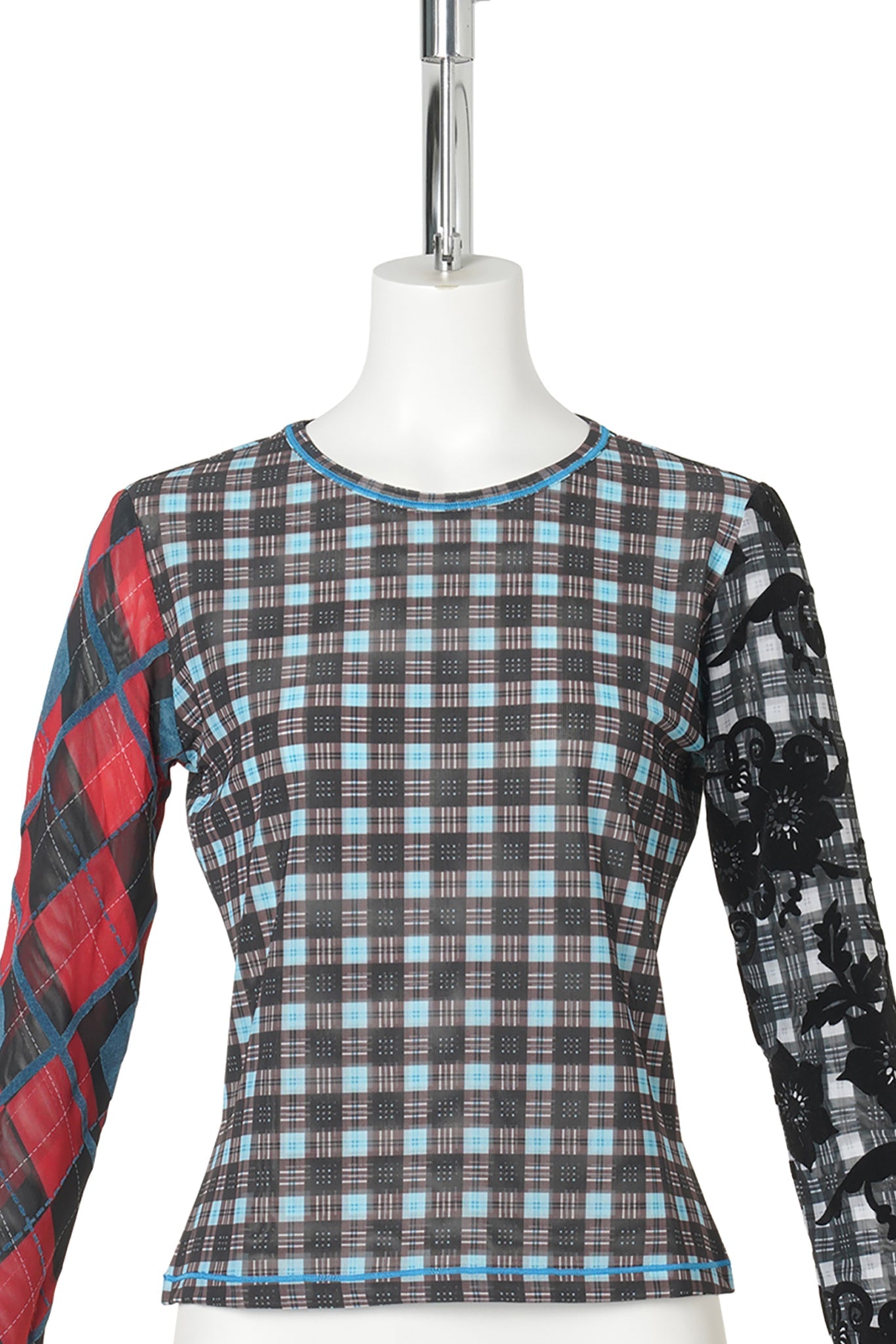 PAR FLOCKED MESH LS TOP / BLUE
