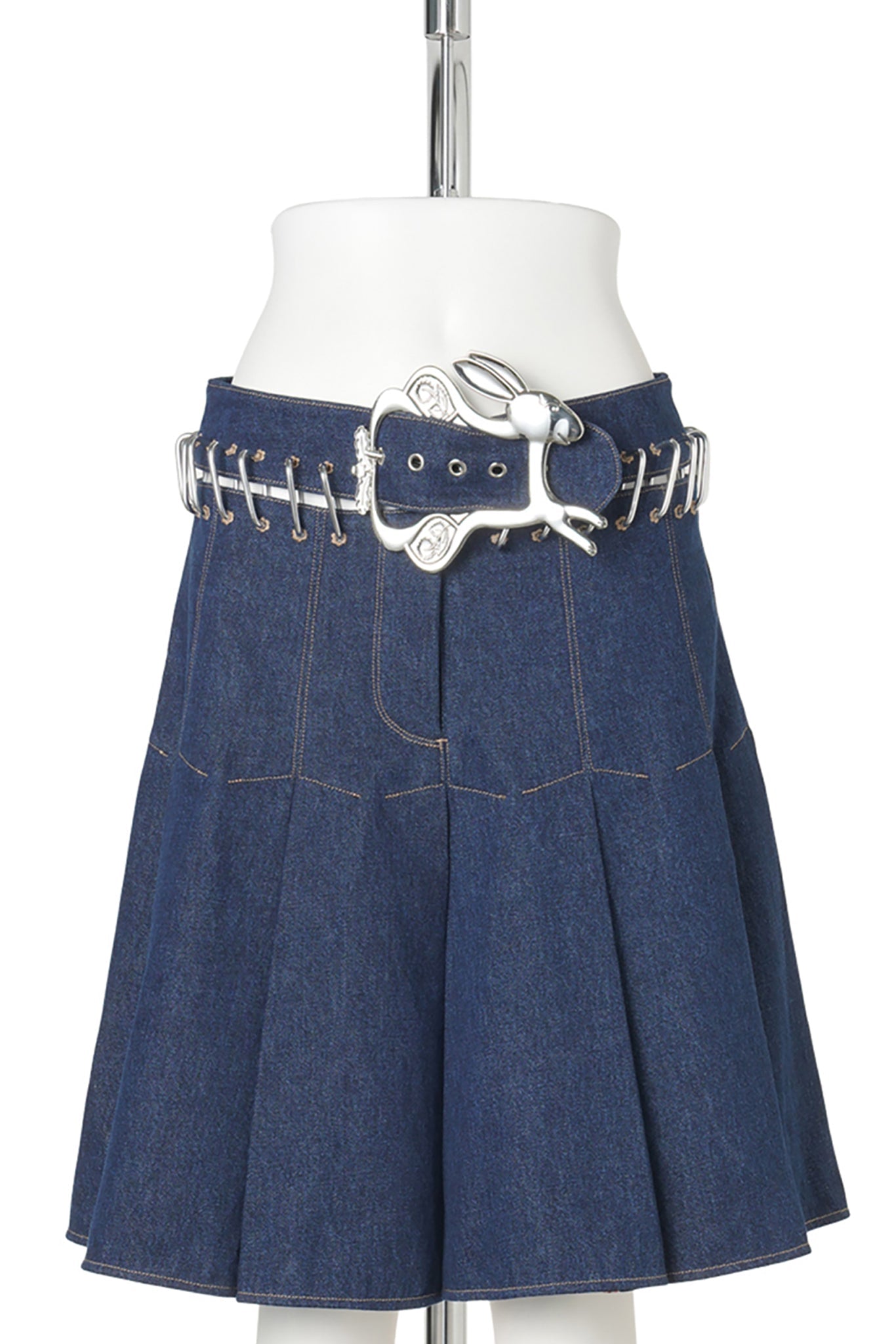 PLAID BEVO DENIM CARABINER SKIRT / MULTI