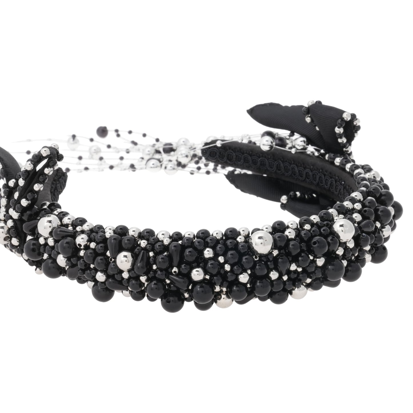 BLACK BEADED HEADBAND / BLACK