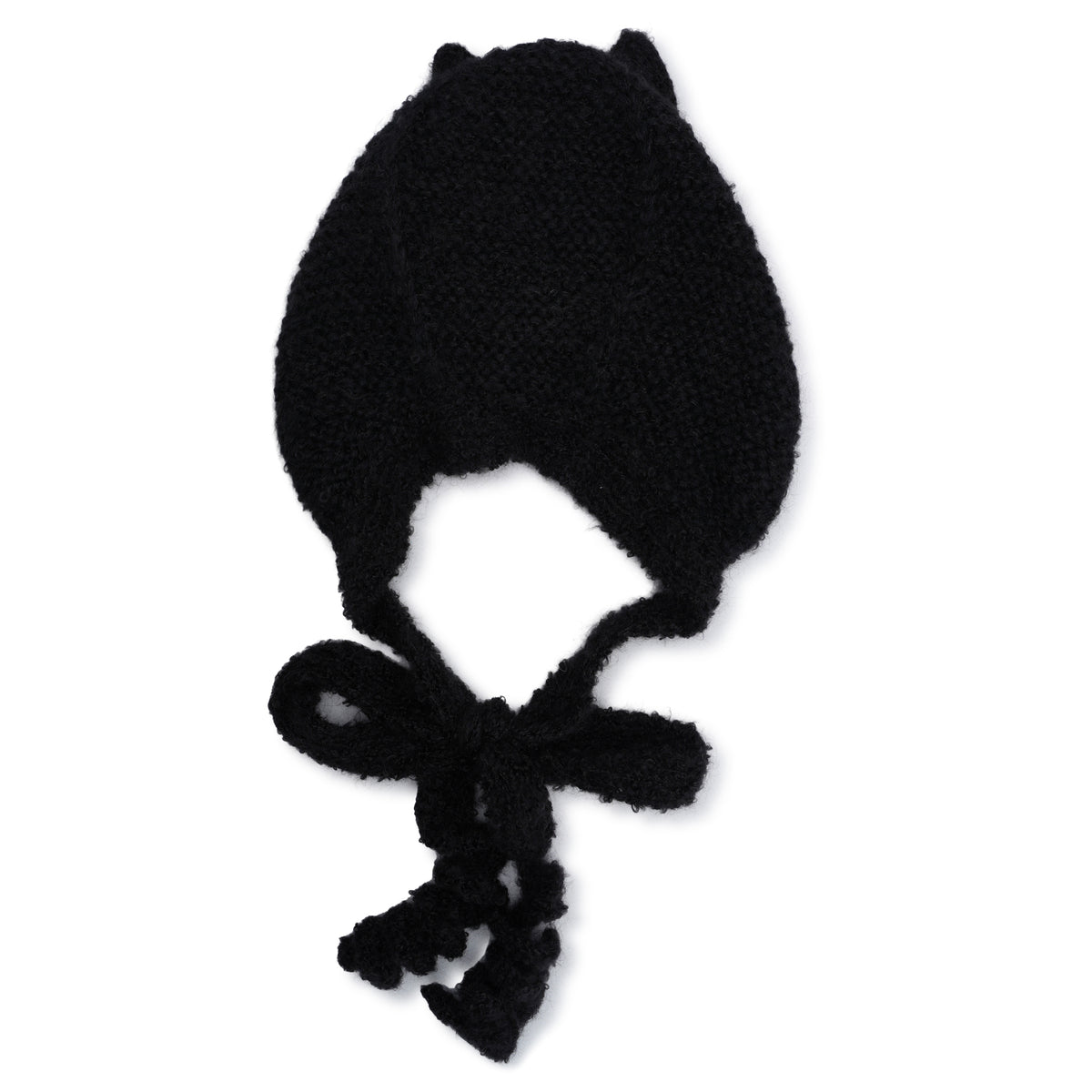 KITTY KNITTED BONNET / BLACK