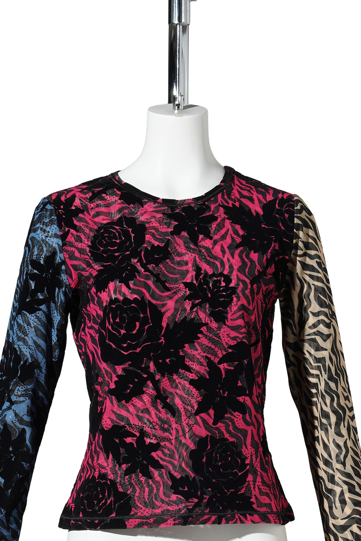 TOTALLY TIGER FLOCKED MESH LS TOP / MULTI