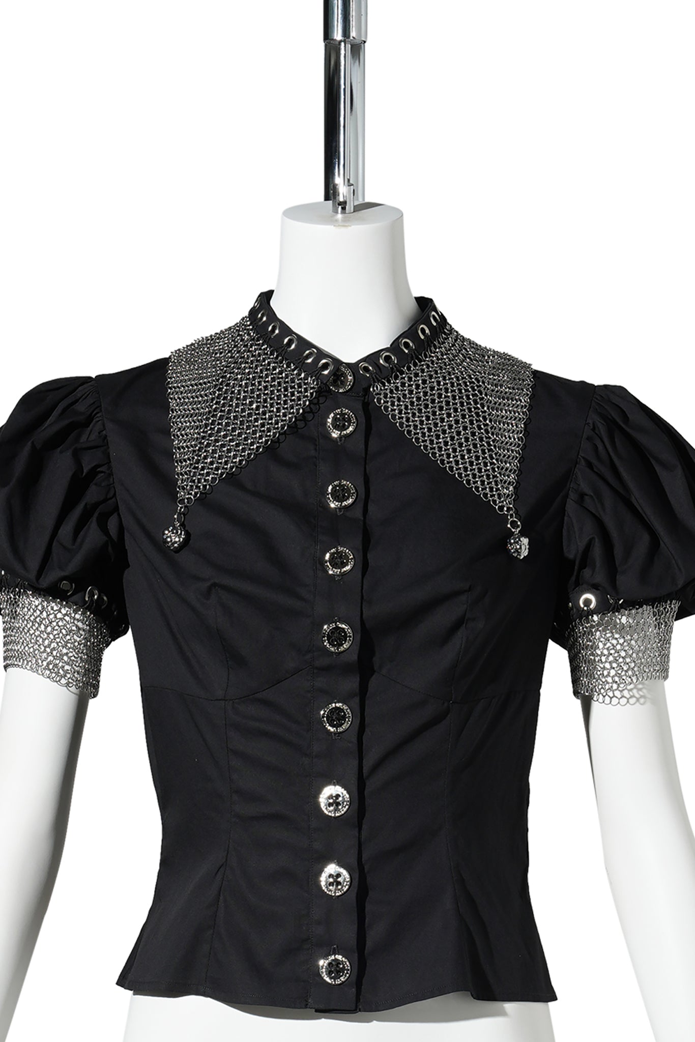 TITAN CHAINMAIL SHORT SLEEVE BLOUSE / BLACK