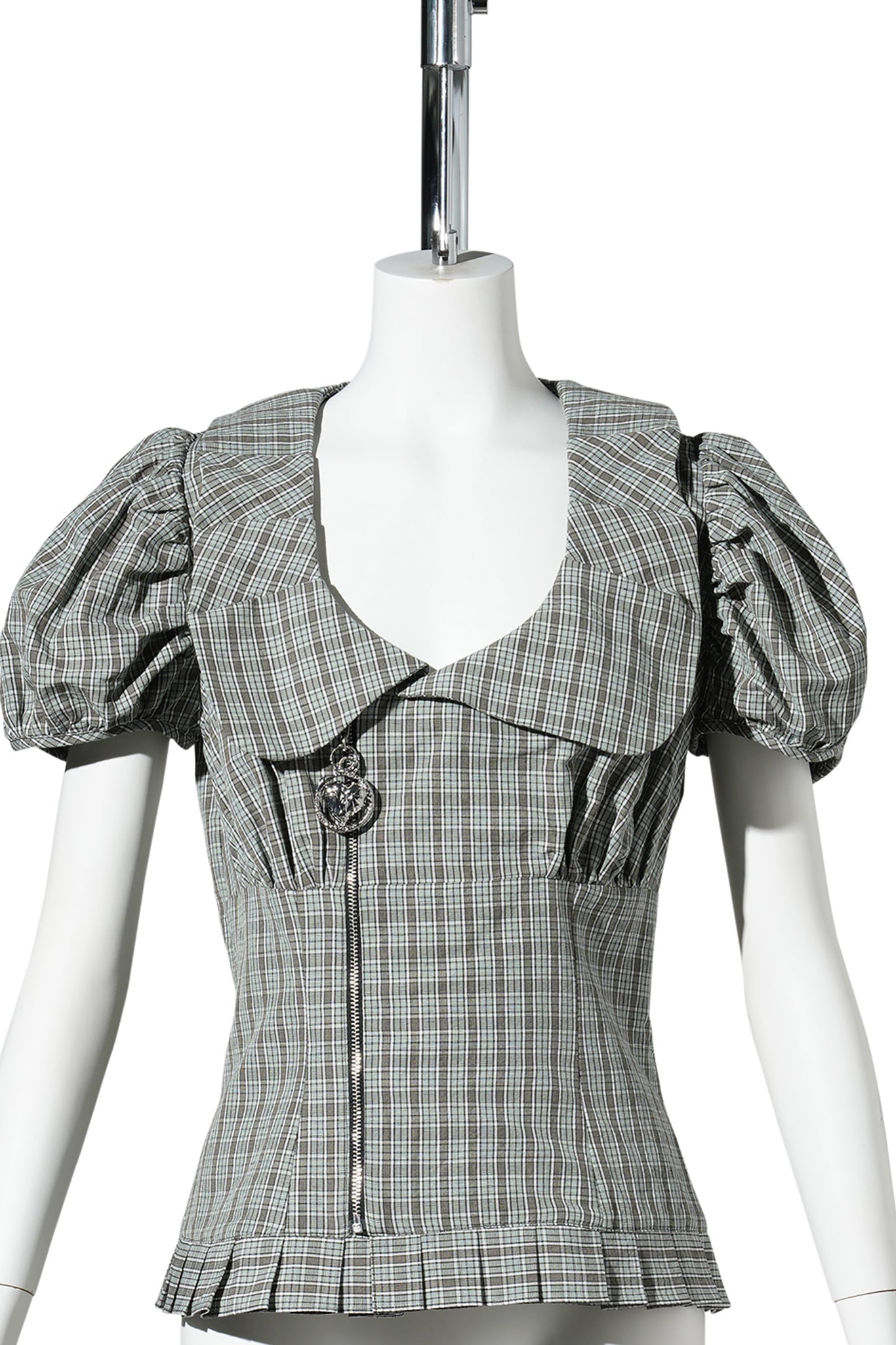 SPIKE TARTAN BLOUSE / GREEN TARTAN