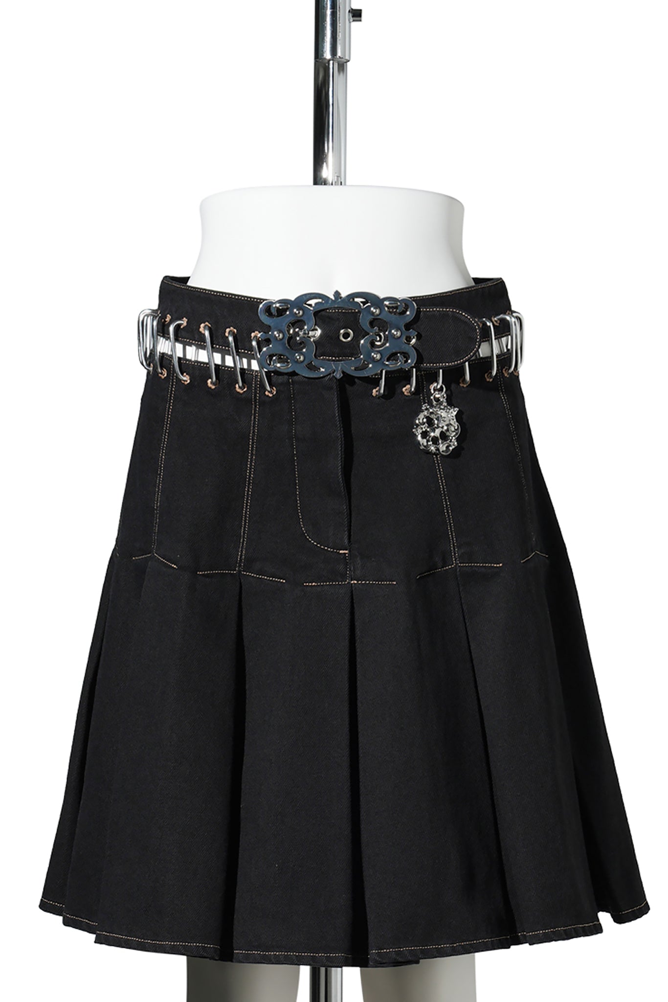 BEVO DENIM CARABINER SKIRT / BLACK