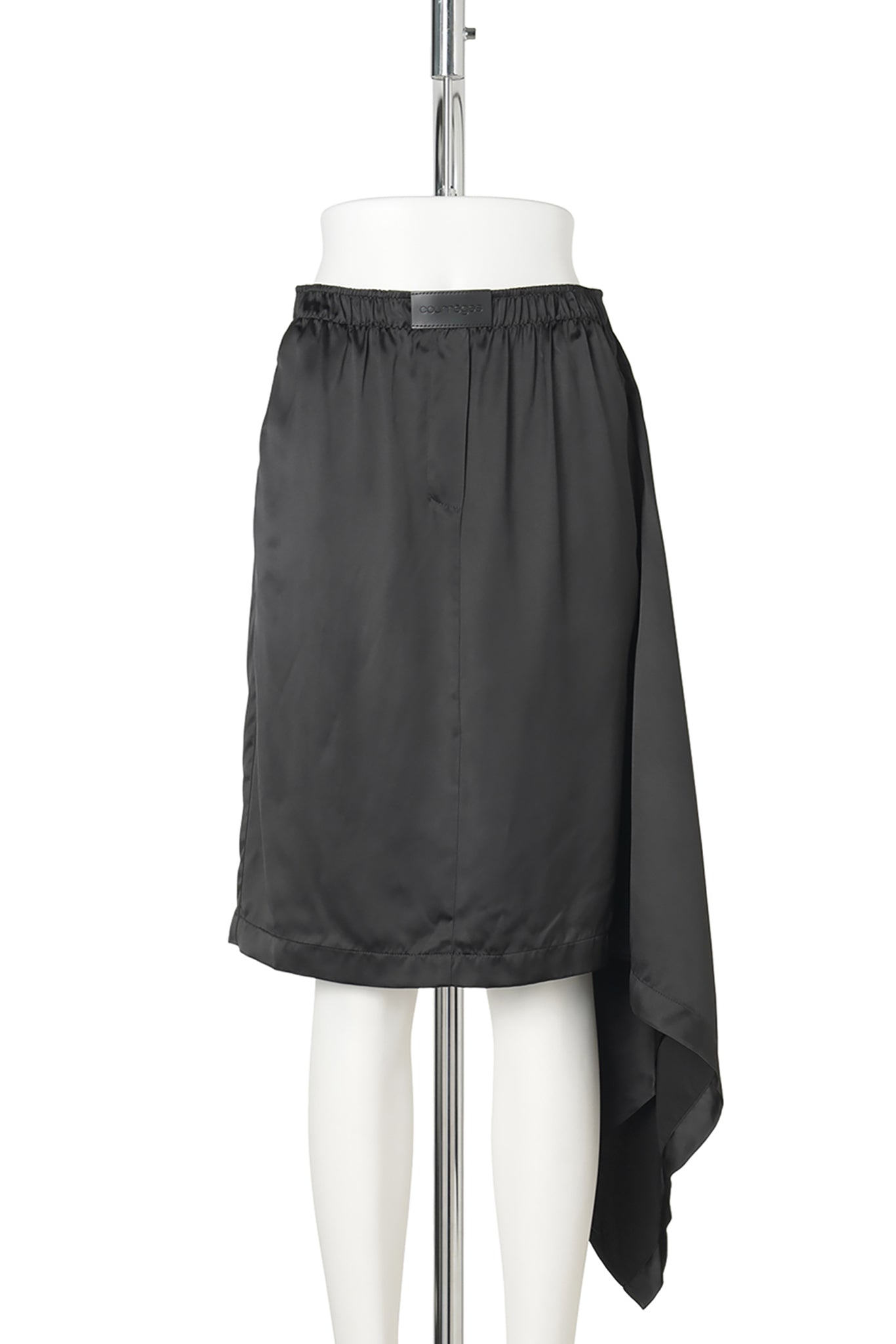 SKIRT DRAPED SATIN KNEE-LENGHT / 9999:BLACK