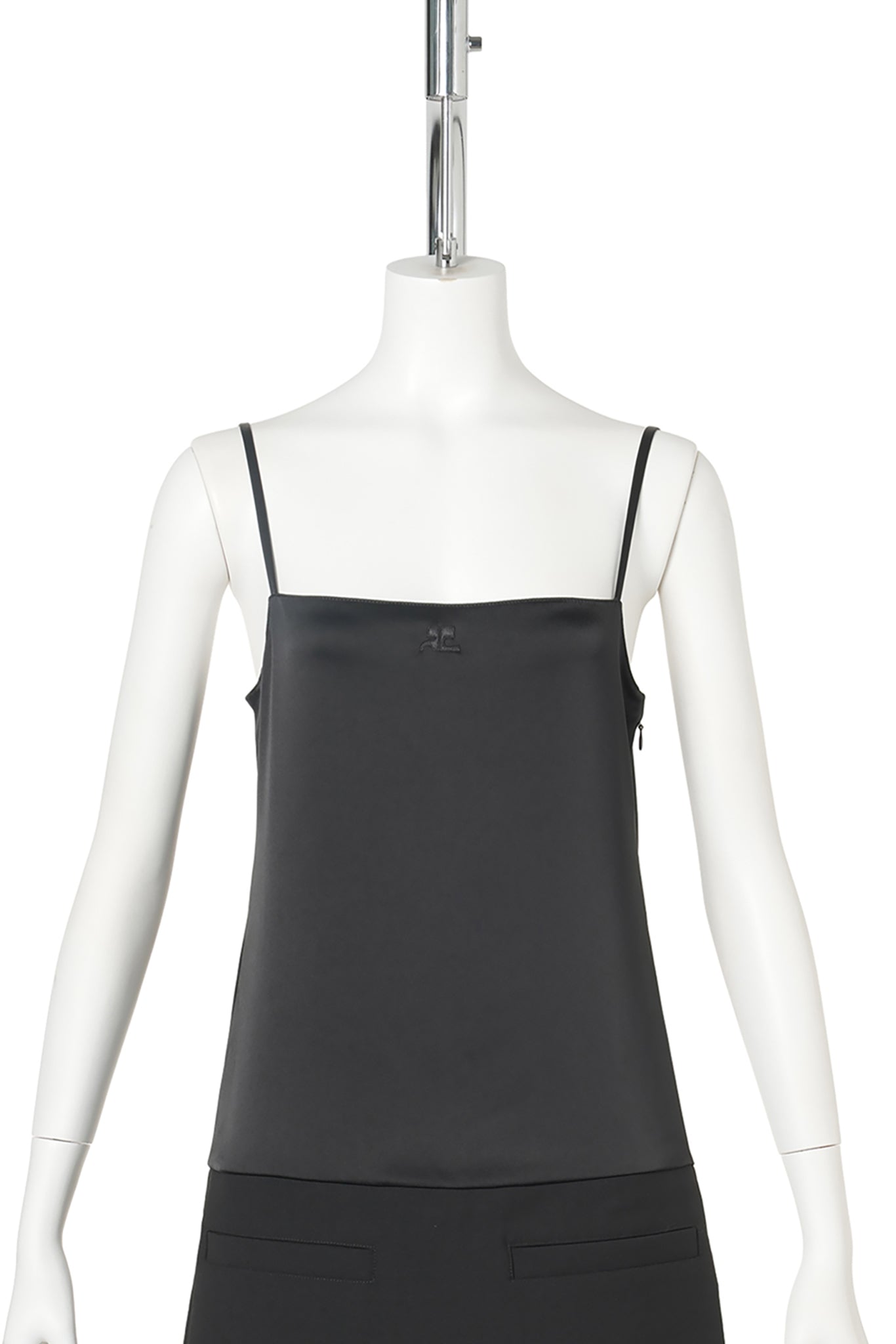MINI DRESS MIXED-MATERIAL SATIN / 9999:BLACK