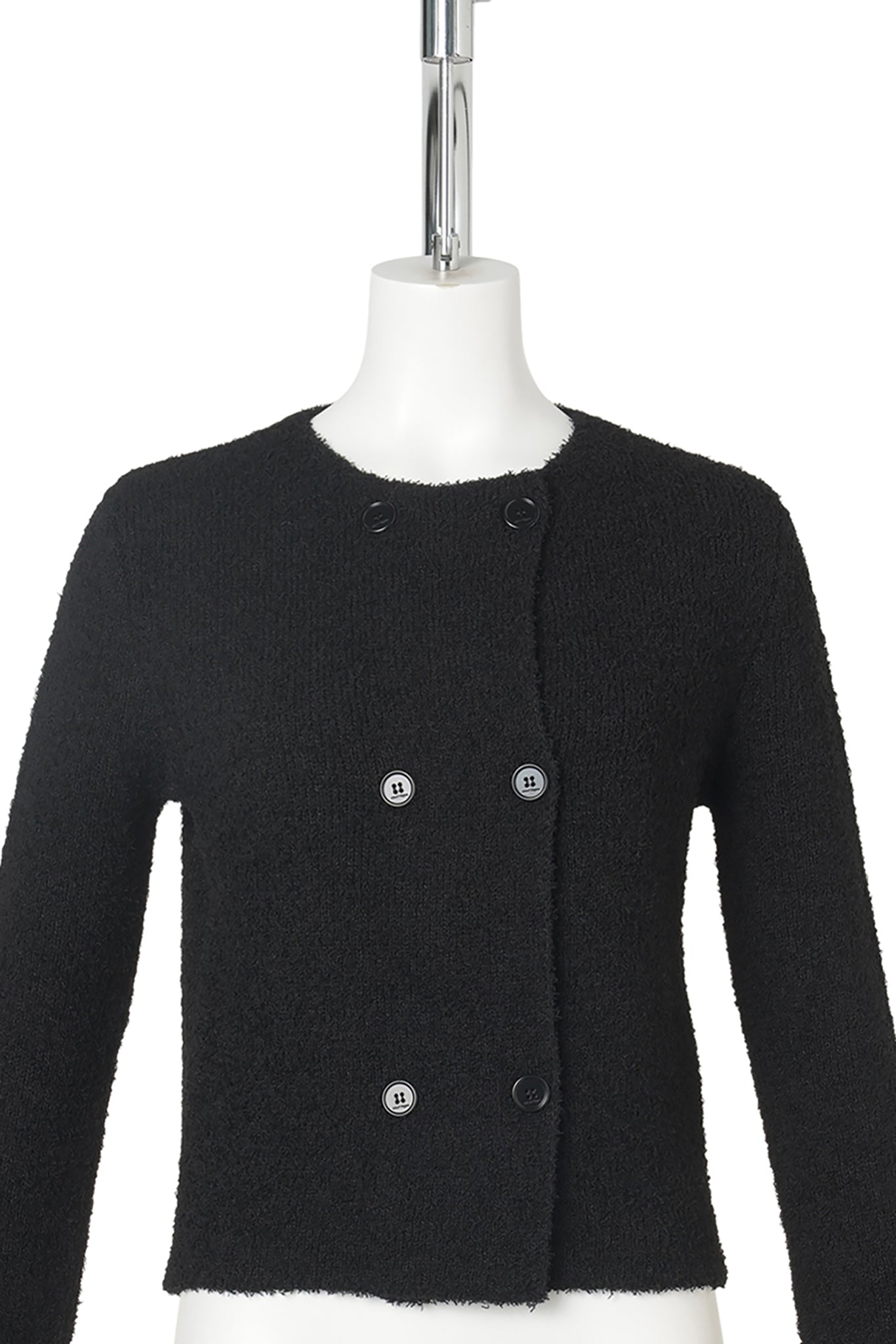 BREASTED JACKET BOUCLETTE KNIT DOUBLE / 9999:BLACK