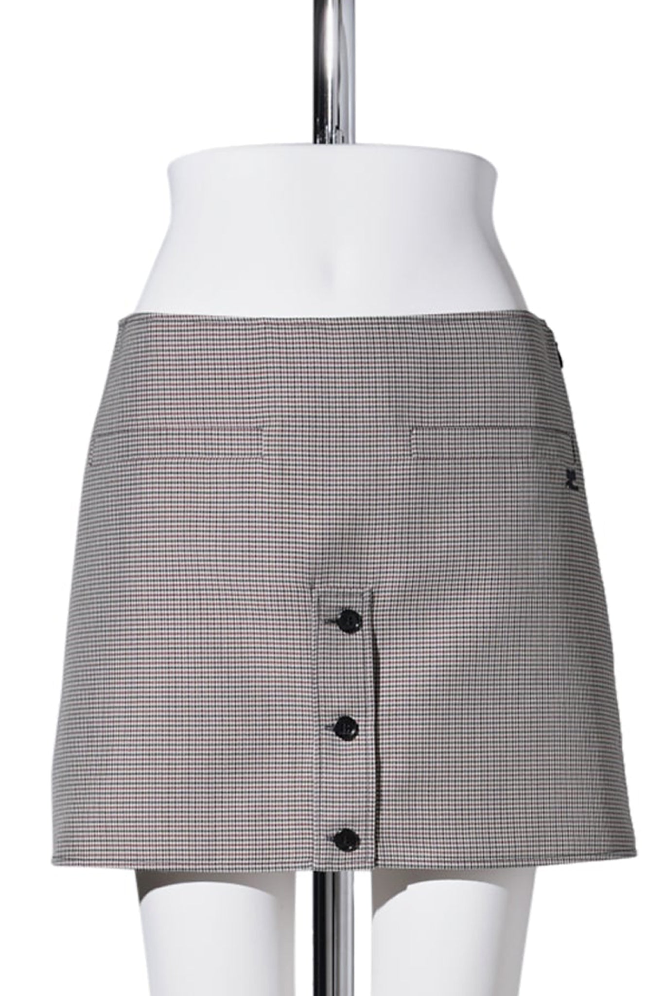 MINI SKIRT HOUNDSTOOTH BUTTONED / NATURAL/RED/BLACK