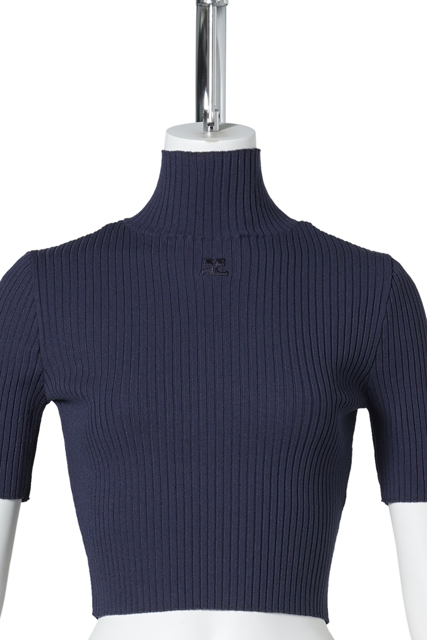 TOP CROPPED RIB KNIT / 7062:WORK BLUE