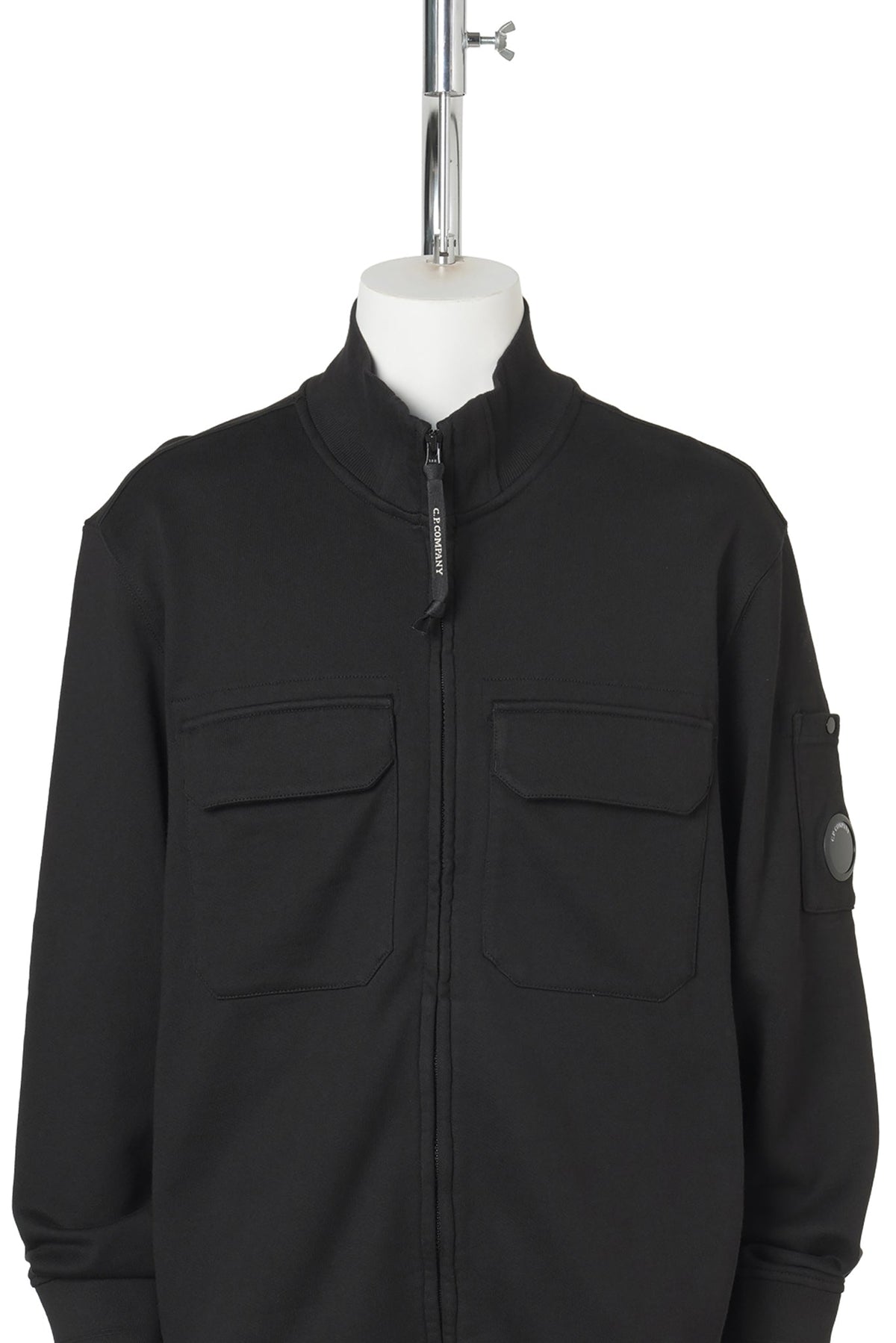 DIAGONAL RAISED FLEECE ZIP LENS SWEATSHIRT / 999:BLACK