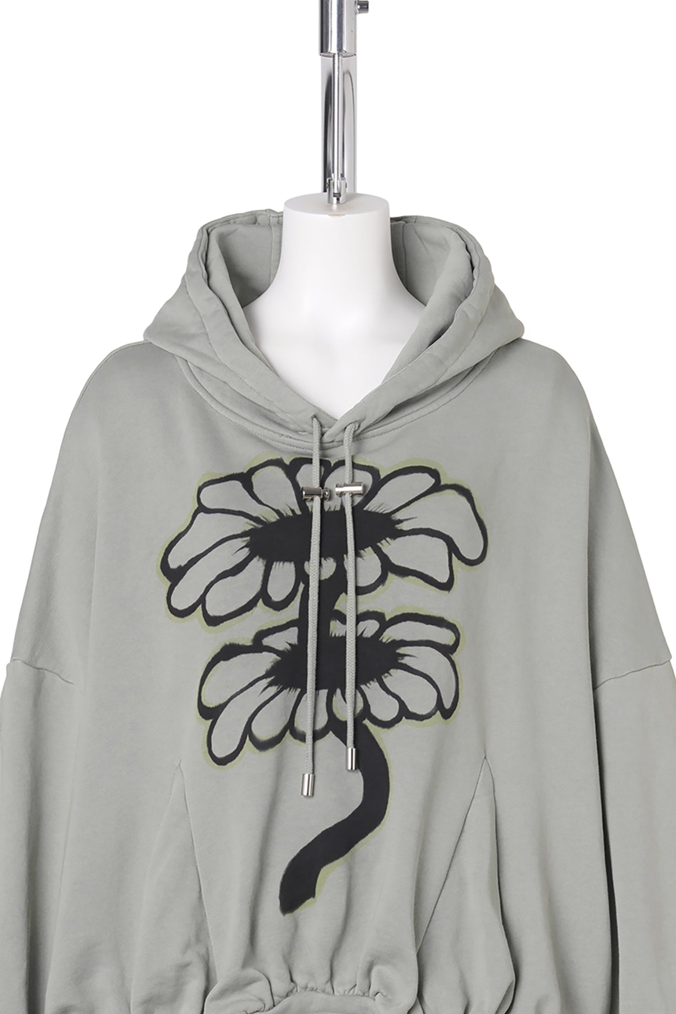 GATHERED HOODIE / OLIVE TWIN FLOWERS