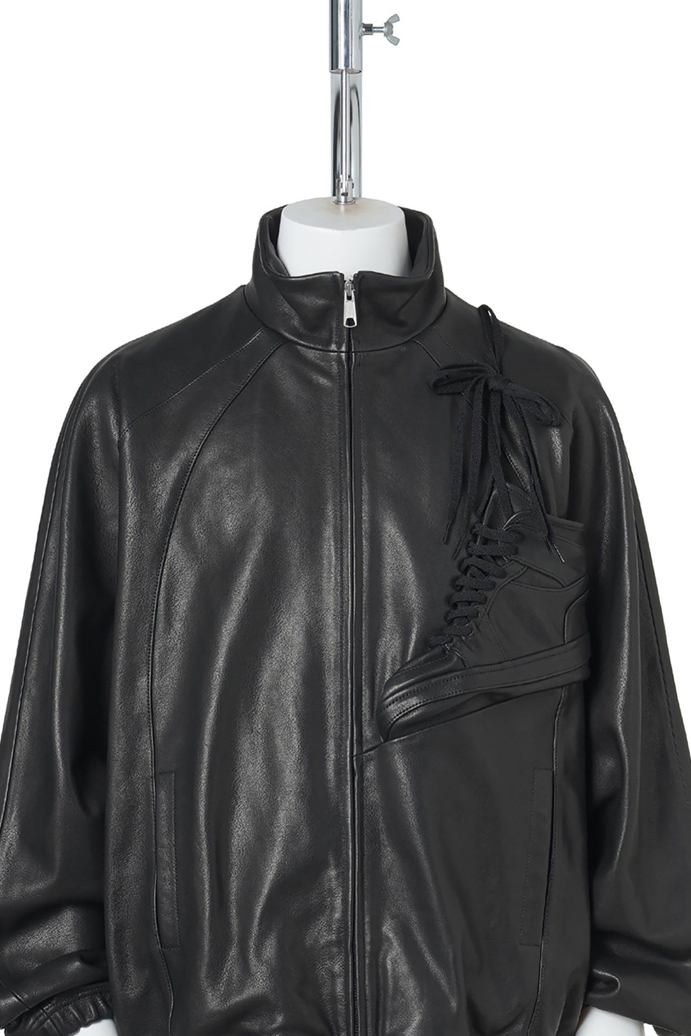 BASKETBALL SHOE POCKET LEATHER JACKET / BLACK