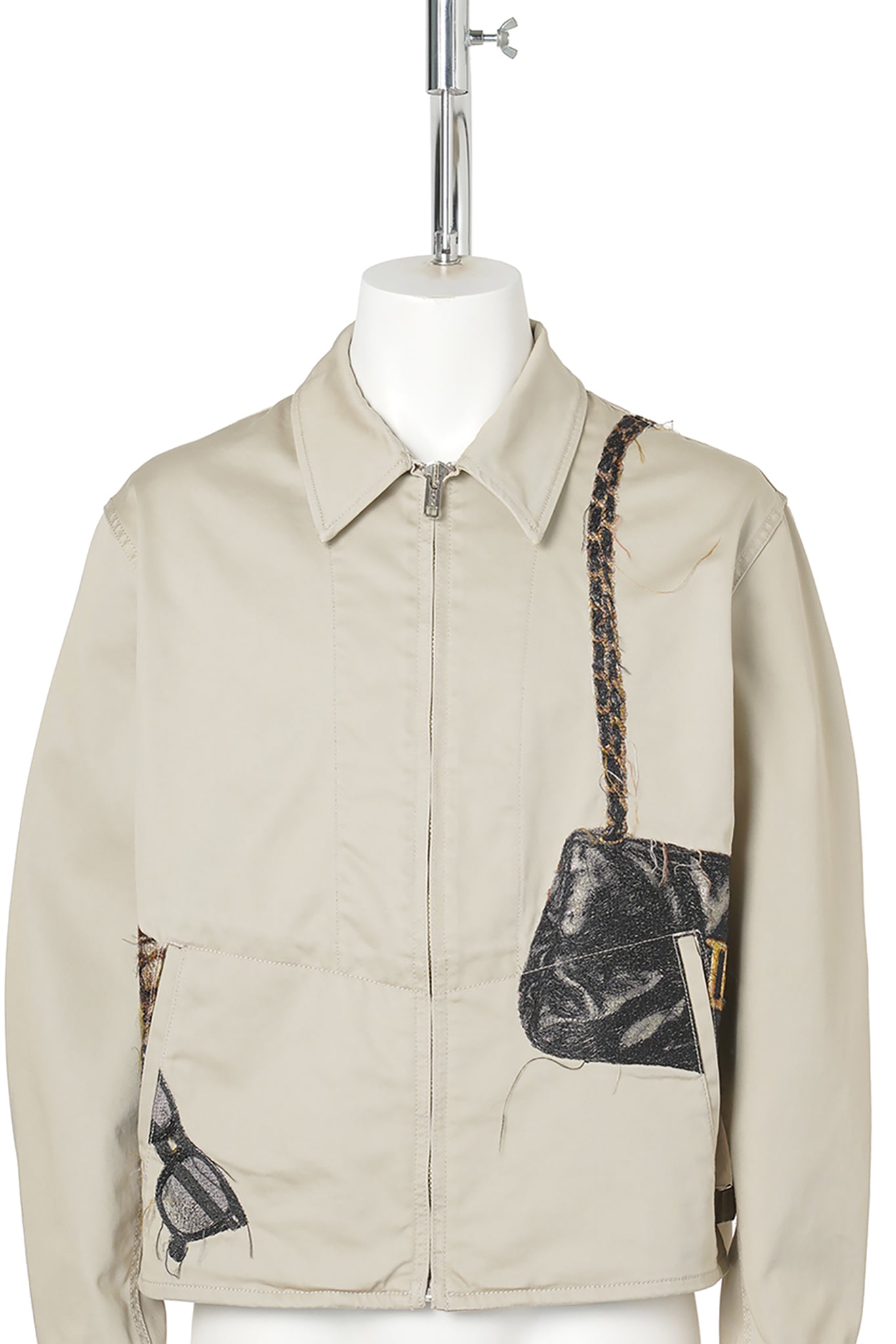 TROMPE L'OEIL EMBROIDERY DRIZZLER JACKET / BEIGE