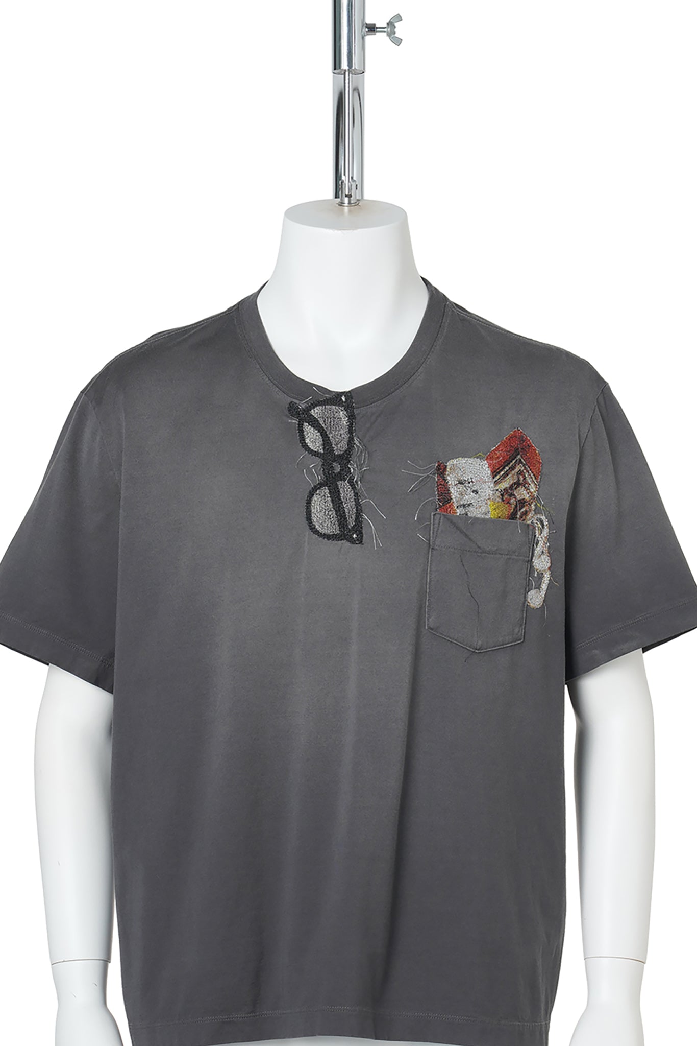 TROMPE L'OEIL EMBROIDERY T-SHIRT / BLACK