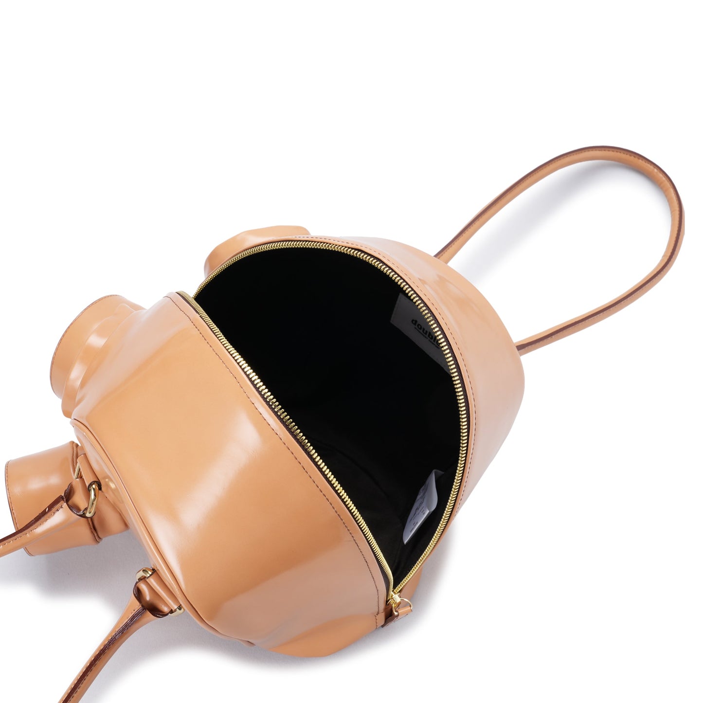 GAS MASK LEATHER HAND BAG / CAMEL