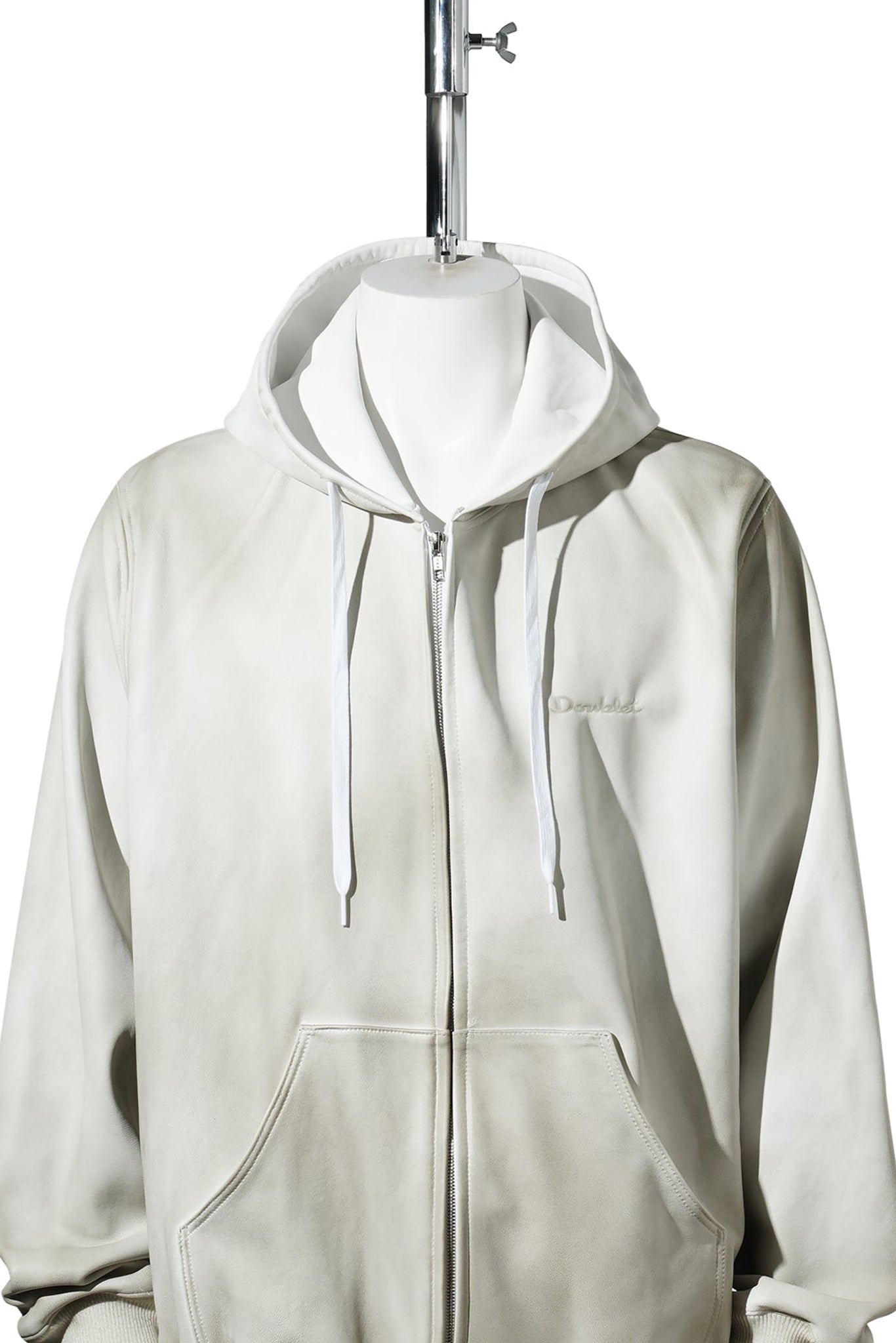SHEEP LEATHER HOODIE / WHITE