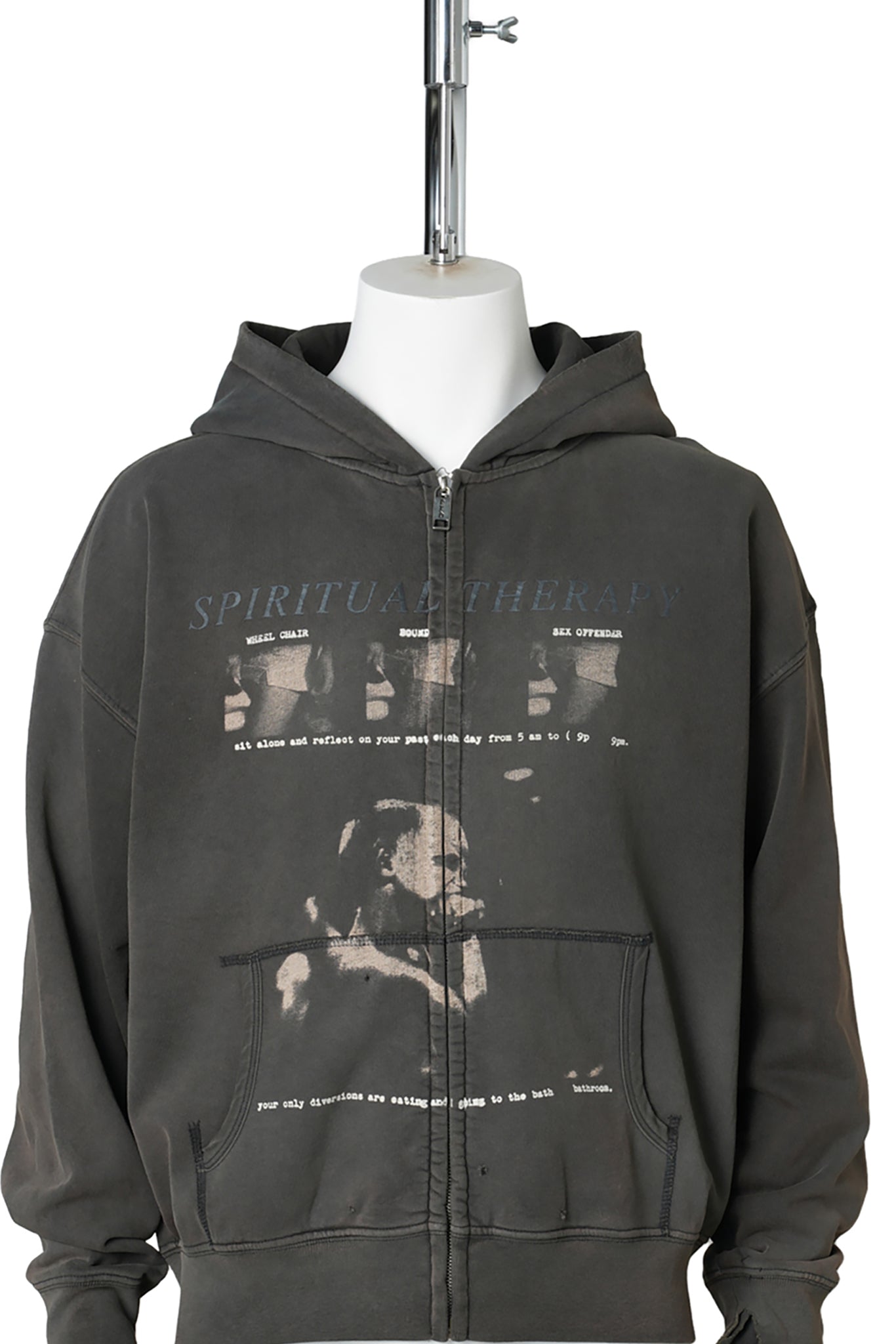 SPIRITUAL THERAPY ZIP UP HOODIE / WASHED BLACK