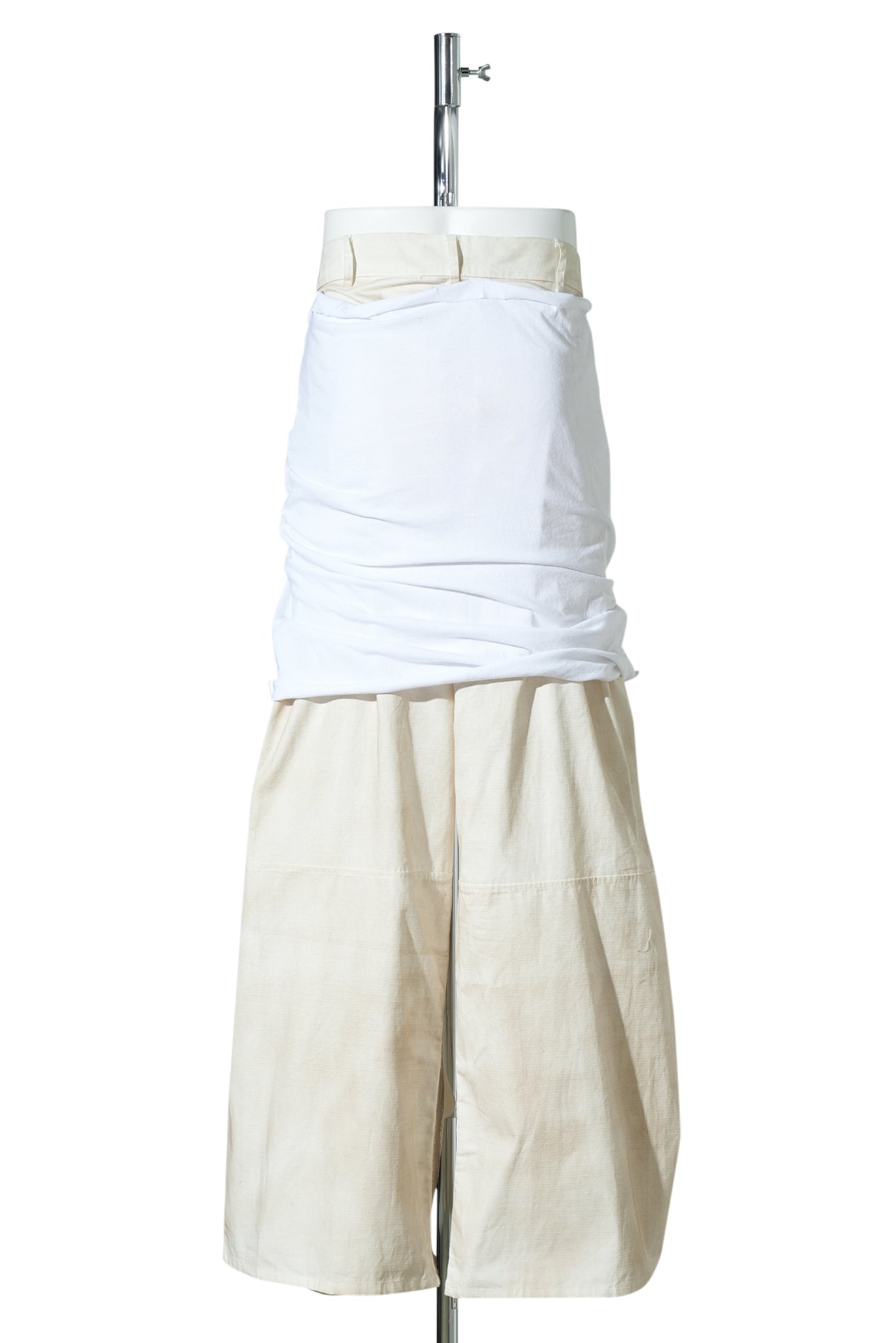 “DRAGGED” GRAFT PANTS / BEIGE WHITE
