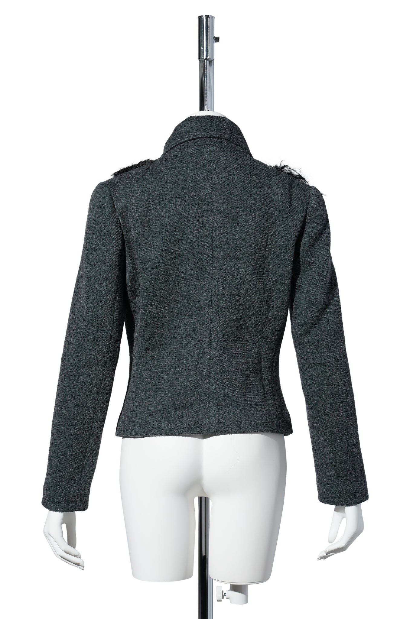 SHADOWY FUR BLAZER / TEAL BLACK