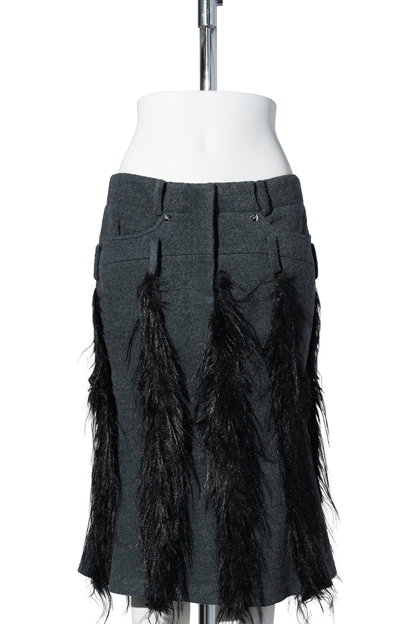 SHADOWY FUR SKIRT / TEAL BLACK