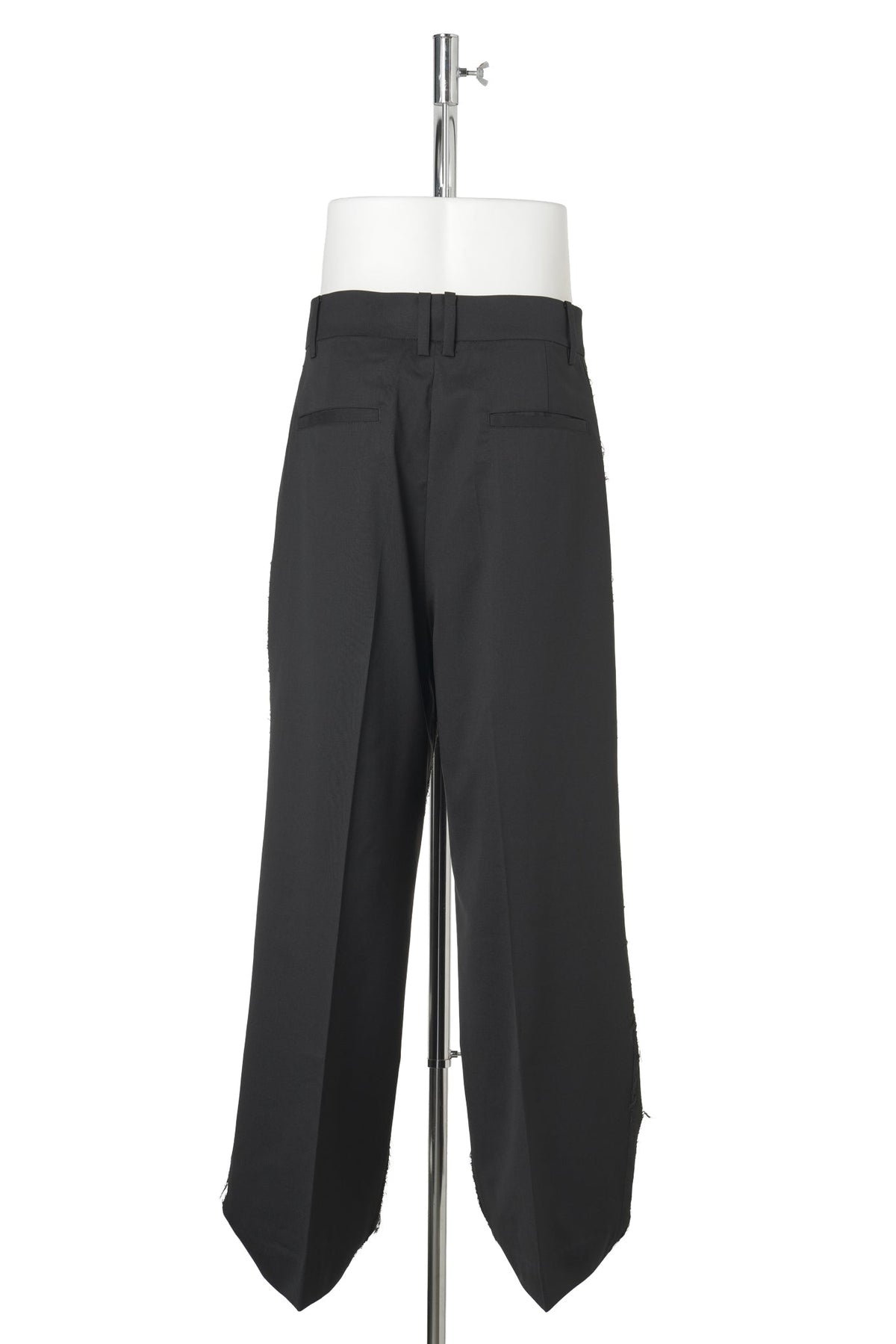 BLACK PANELED TAILORED TROUSERS WITH FRINGE / BLACK