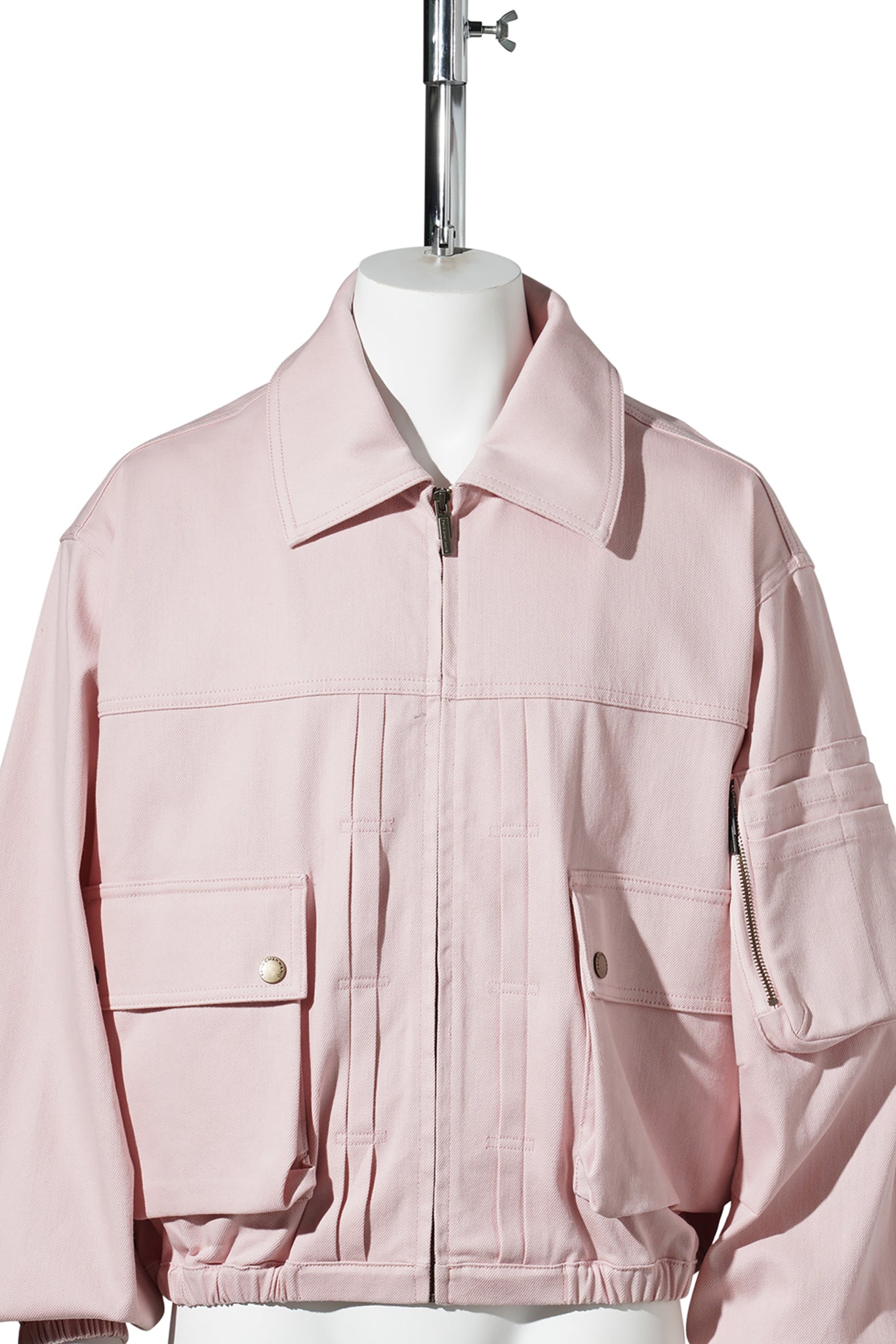 CARGO DENIM JACKET WITH ZIP FASTENING / PINK