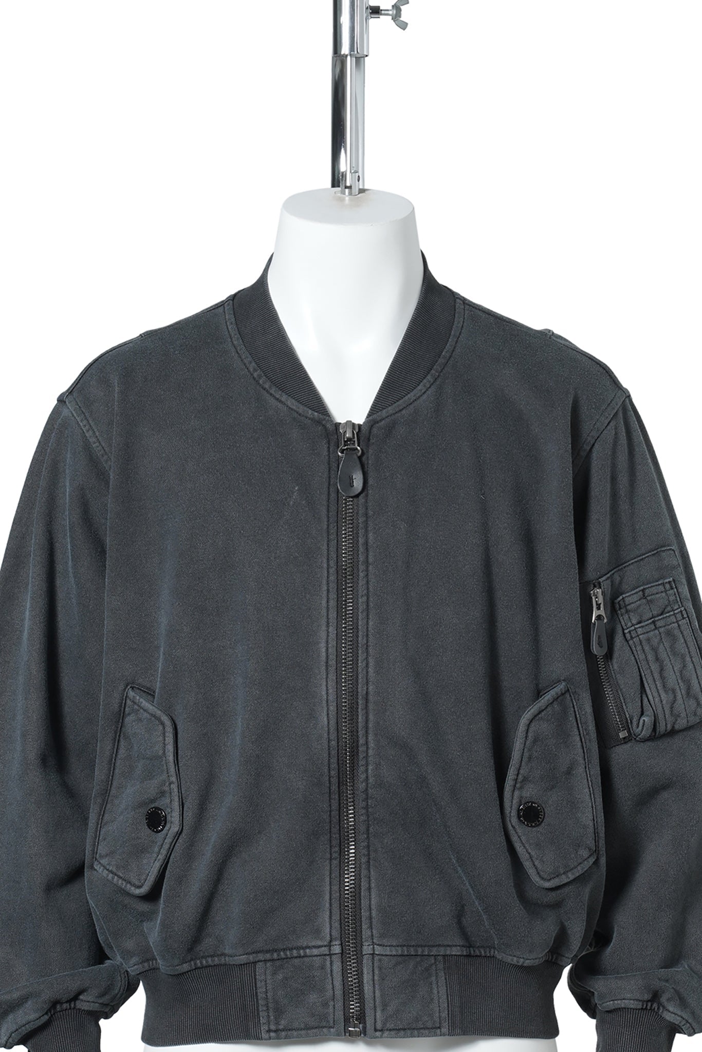 SUN FADED SWEAT BOMBER JACKET / BLACK