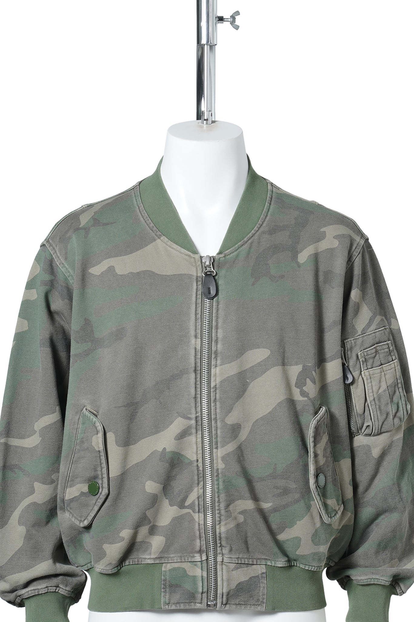 SUN FADED SWEAT BOMBER JACKET / CAMO