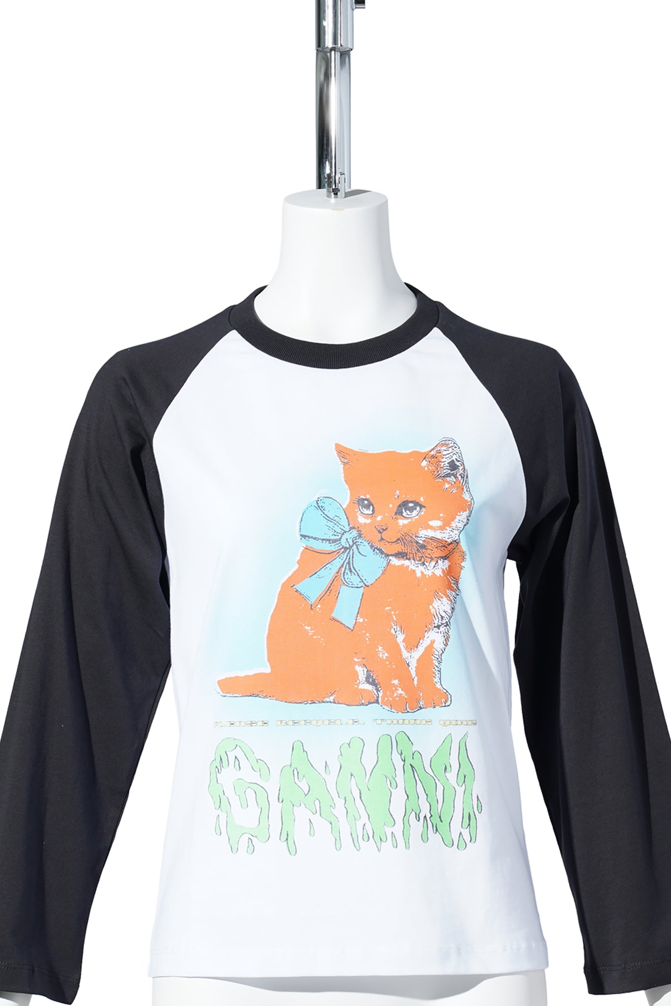 BASIC COTTON JERSEY KITTY BABY FITTED T-SHIRT / BRIGHT WHITE