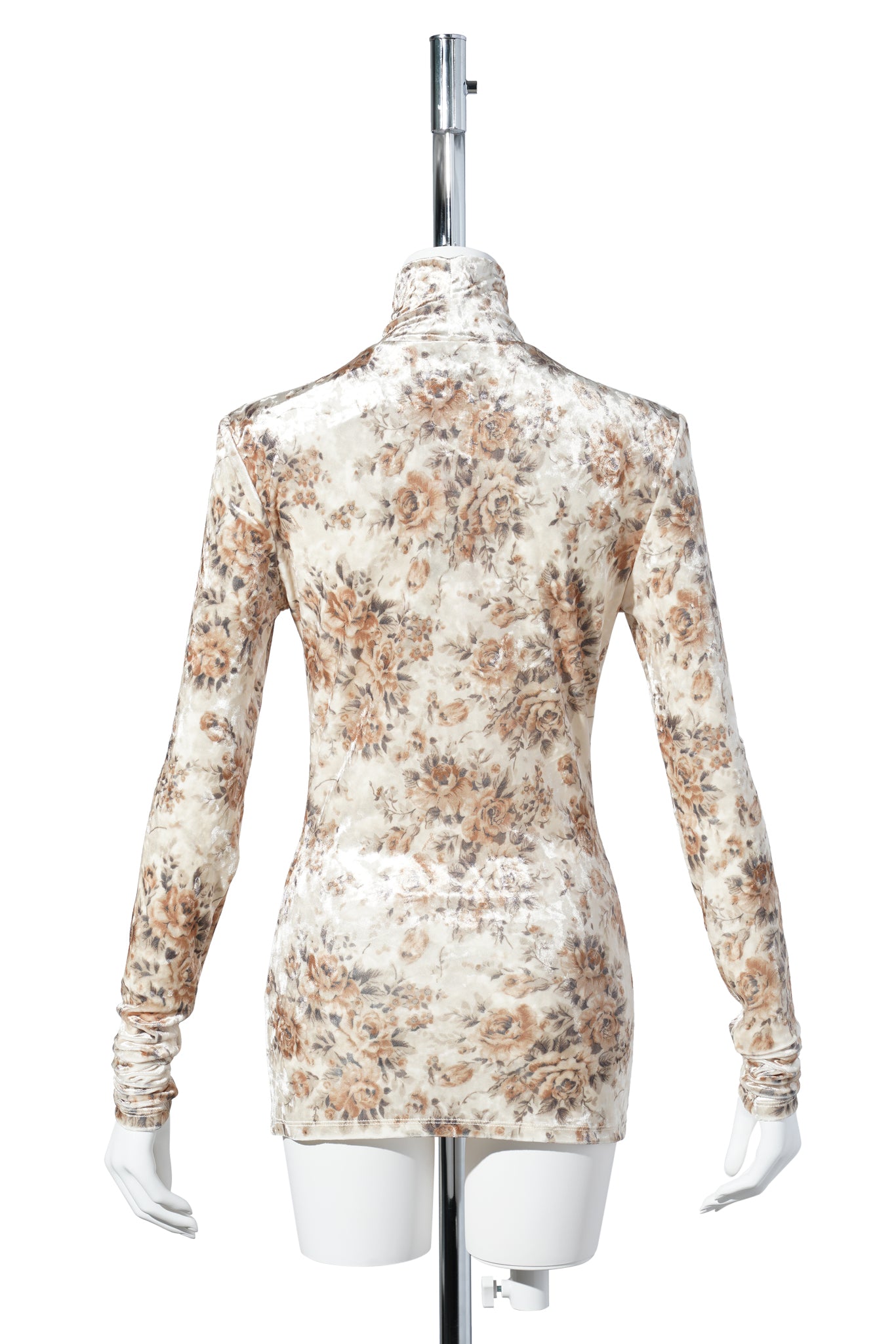 PRINTED VELOUR JERSEY TURTLENECK / CLOUD CREAM