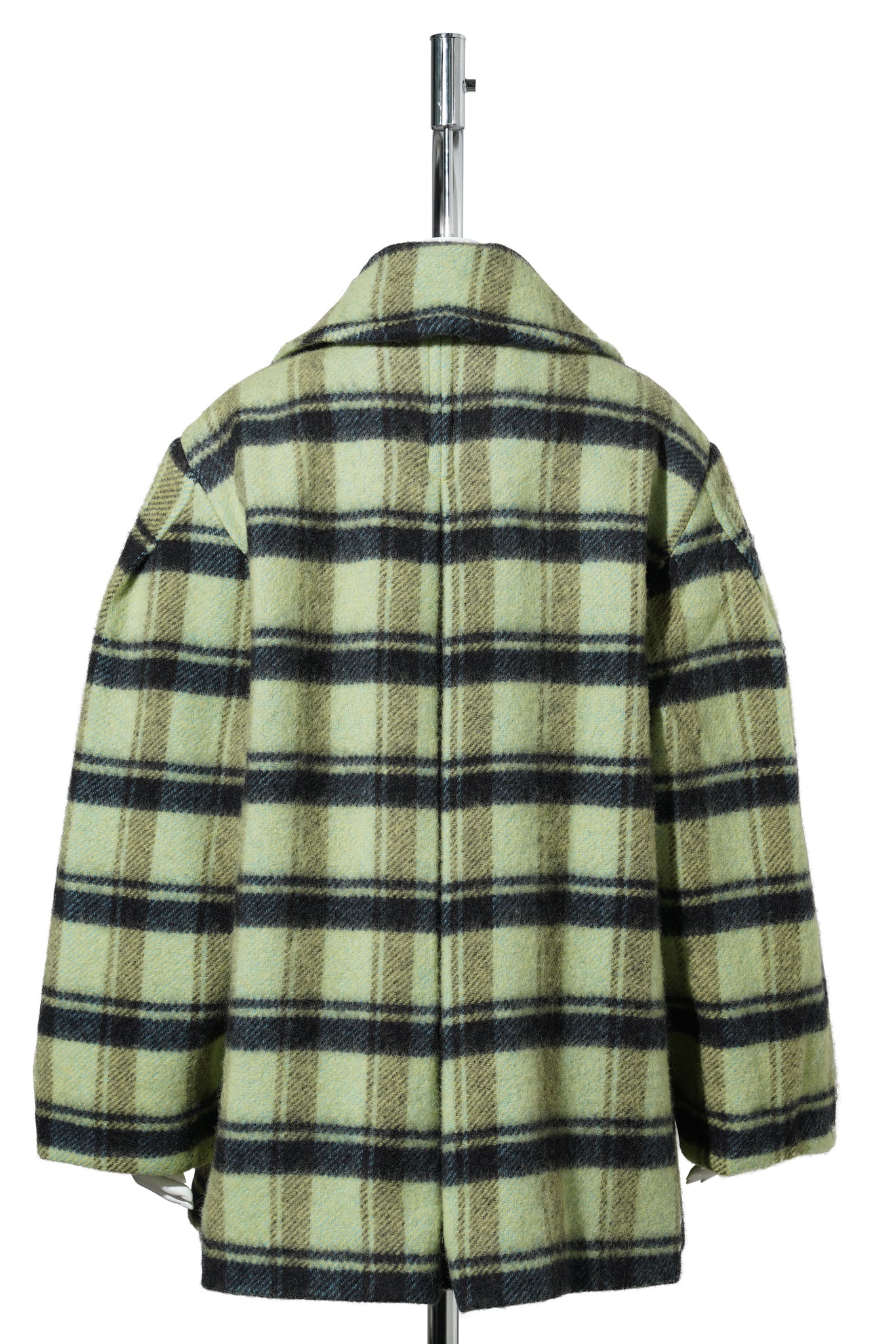 BRUSHED WOOL CHECK MIDI COAT / LIMESHERBE