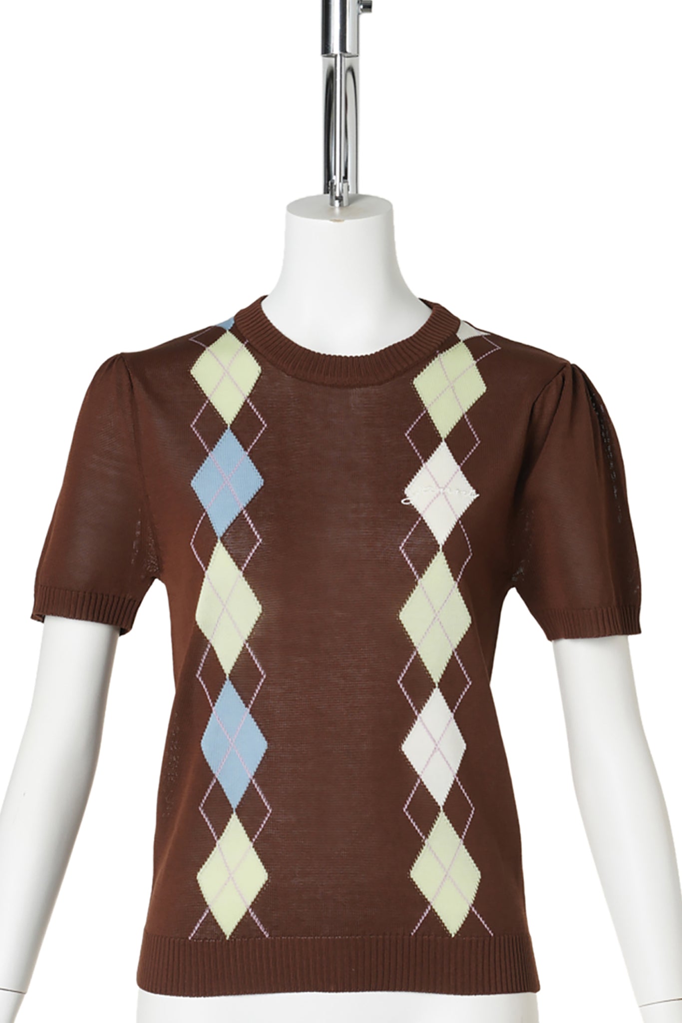 LIGHT COTTON ARGYLE T-SHIRT / TIRAMISU