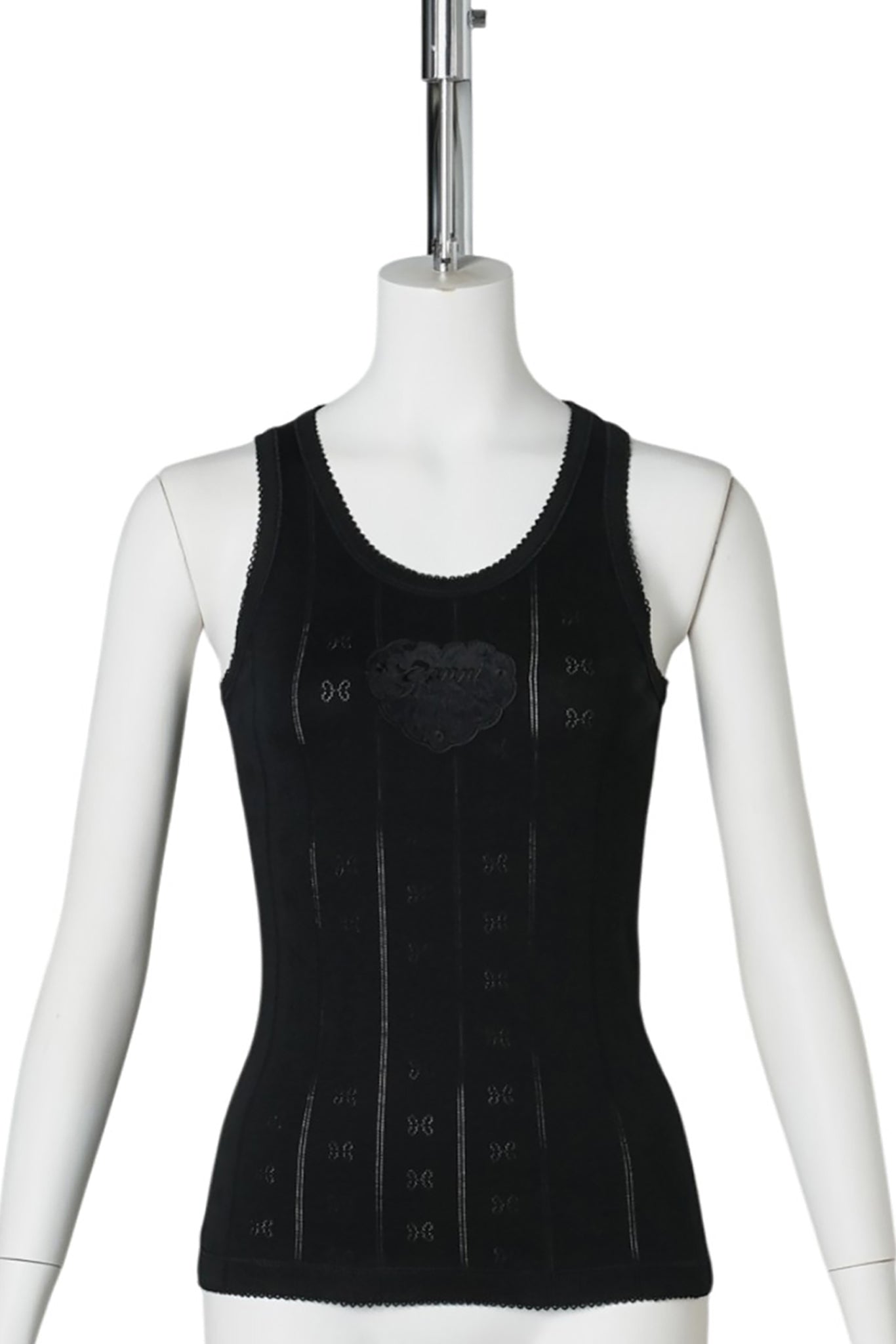 COMPACT POINTELLE RIB JERSEY TANK TOP / BLACK