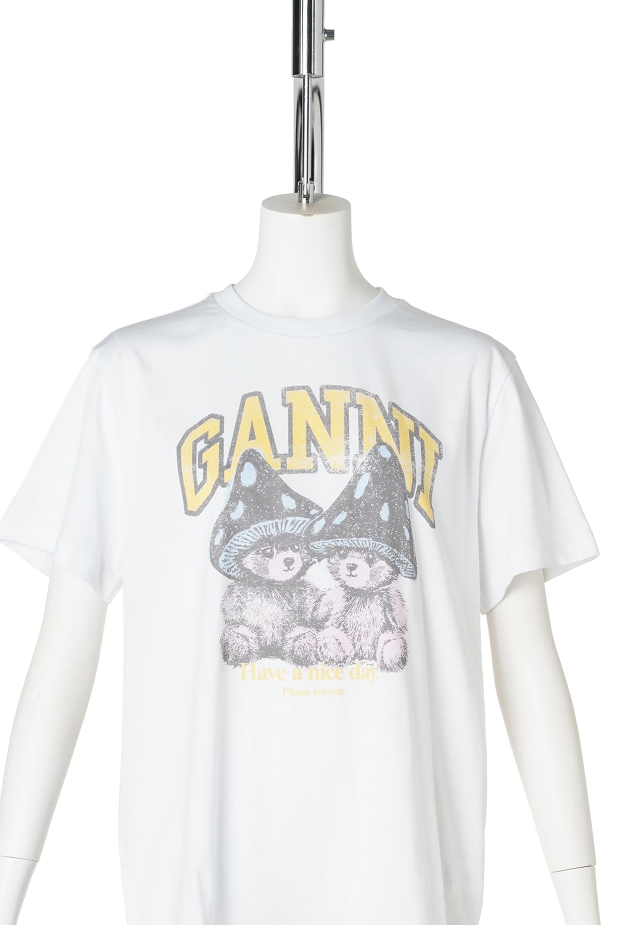 BASIC COTTON RELAXED T-SHIRT TEDDY MUSHROOMS / BRIGHTWHITE