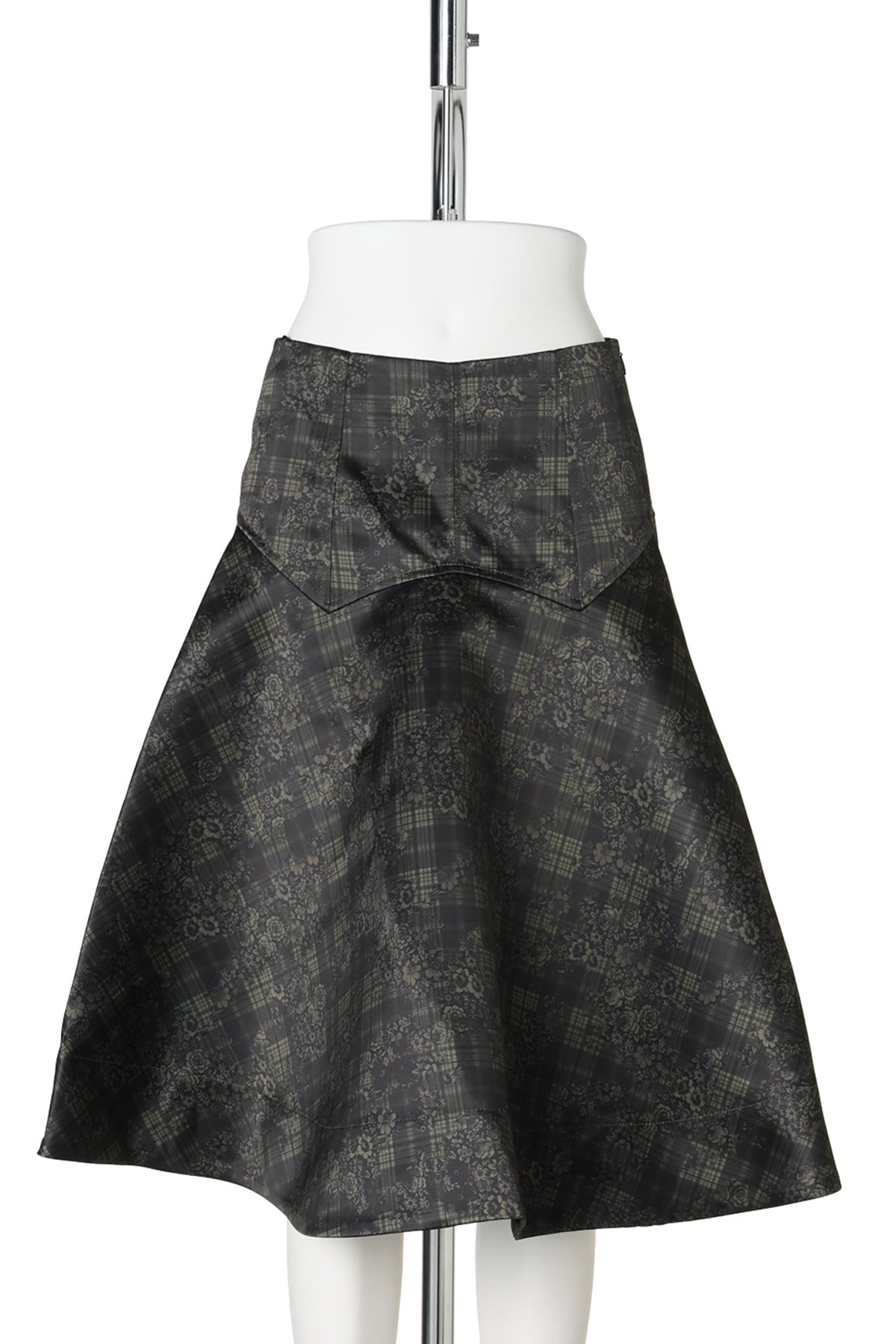 PRINTED DUCHESSE SATIN KNEE LENGTH SKIRT / GOTHICOLIVE
