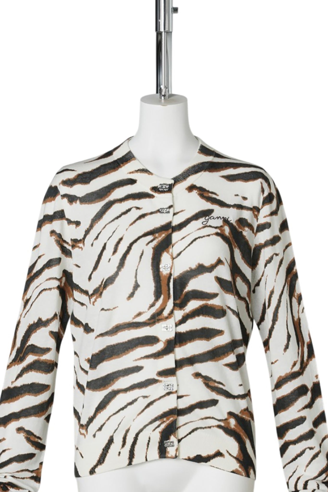 SHEER PRINTED COTTON CARDIGAN / EGRET