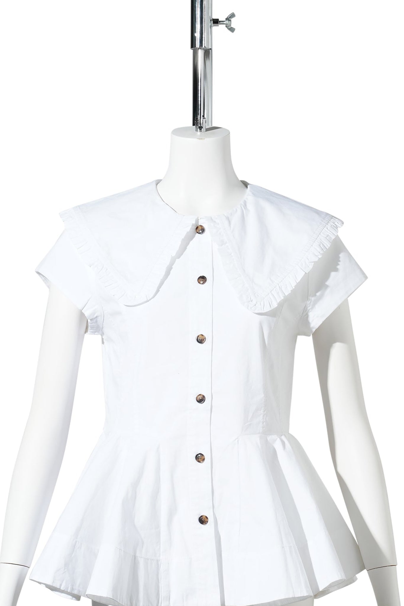STRETCH COTTON PETER PAN COLLAR SHIRT / BRIGHT WHITE