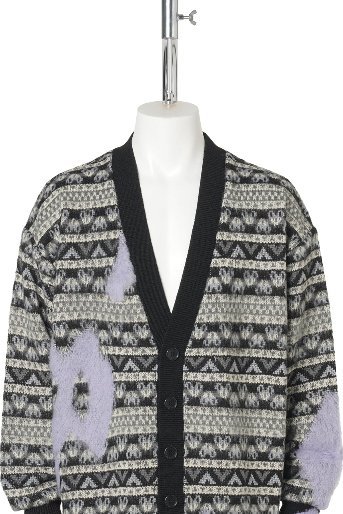 EVAPORATED FAIR ISLE CARDIGAN / 005:BLACK
