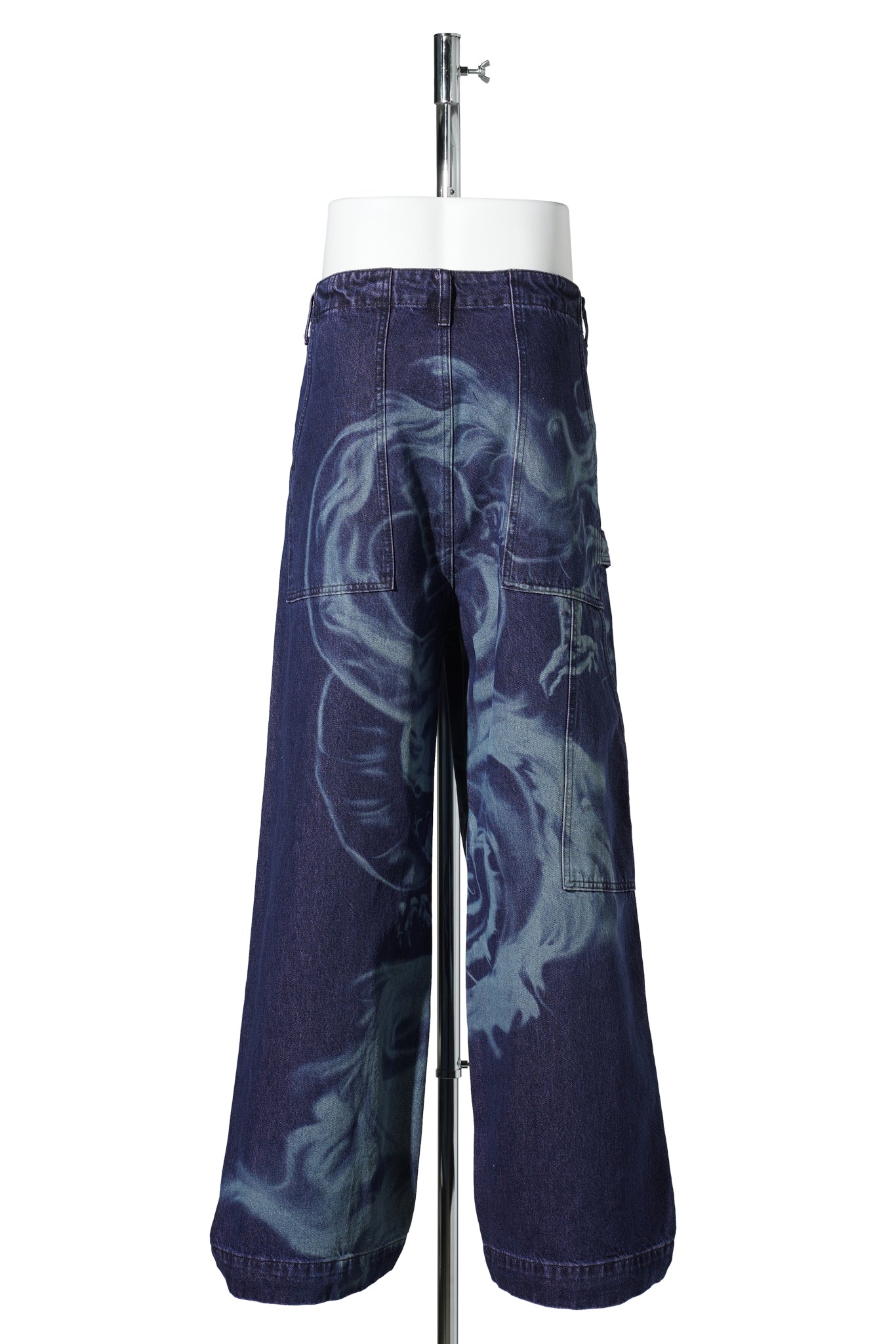 PRINTED DENIM TROUSERS / BLUE