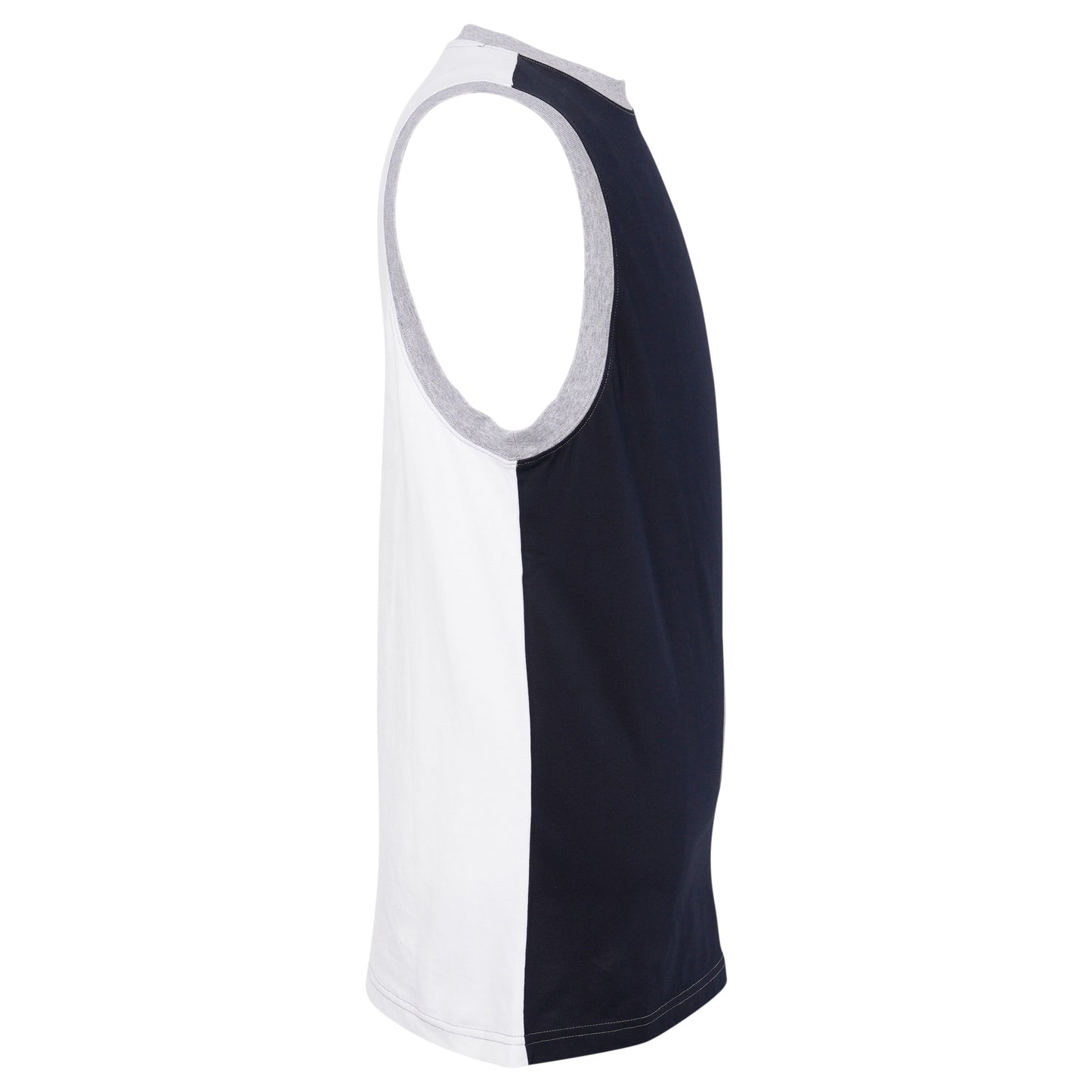 SLEEVELESS T-SHIRT WITH SWORD PRINT / NAVY/OFF-WHITE/SILVER