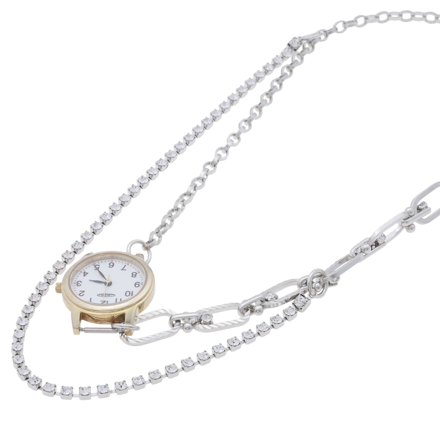 FUSION WATCH NECKLACE / SILVER