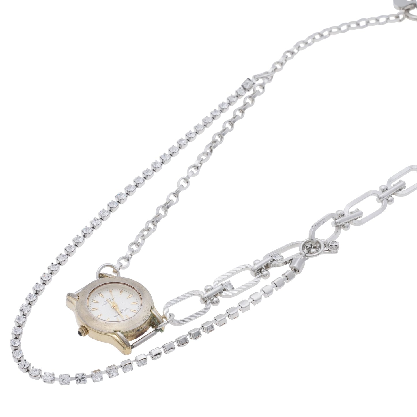 FUSION WATCH NECKLACE / SILVER