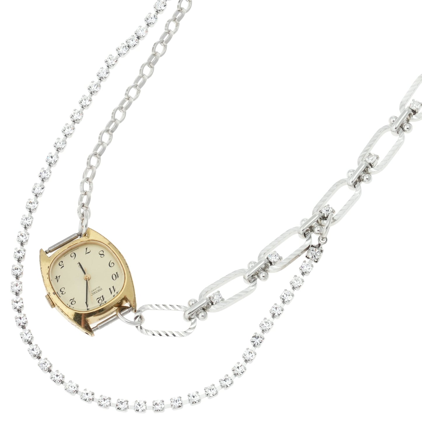 FUSION WATCH NECKLACE / SILVER