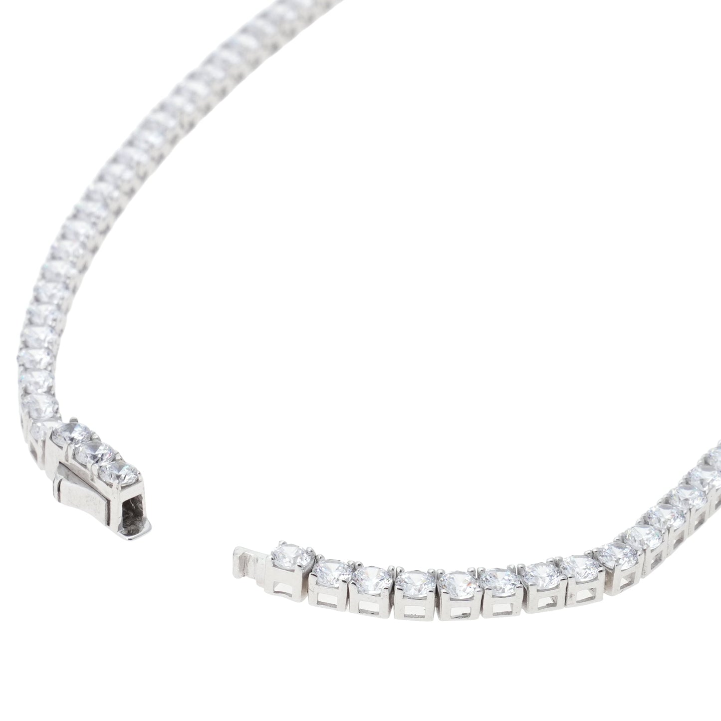 SIGNAL TENNIS NECKLACE / SILVER/CLEAR