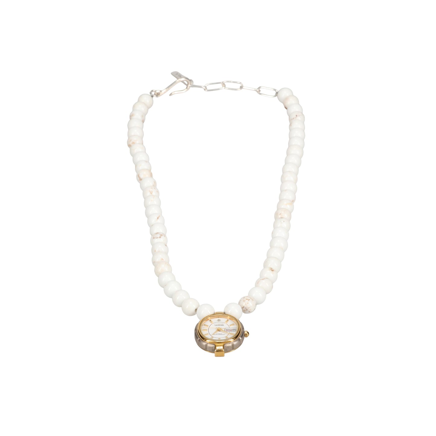 ORBIT WATCH NECKLACE - MAGNESITE / WHITE